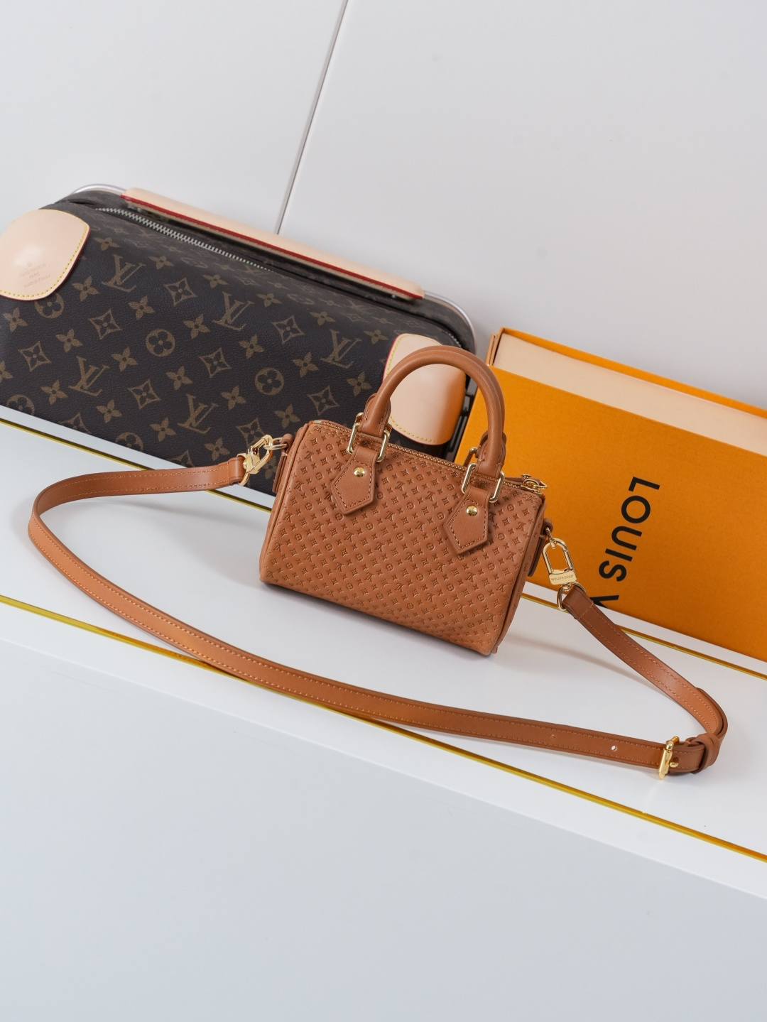 Louis Vuitton Nano Speedy Minigram Handbag Brown - Image 3
