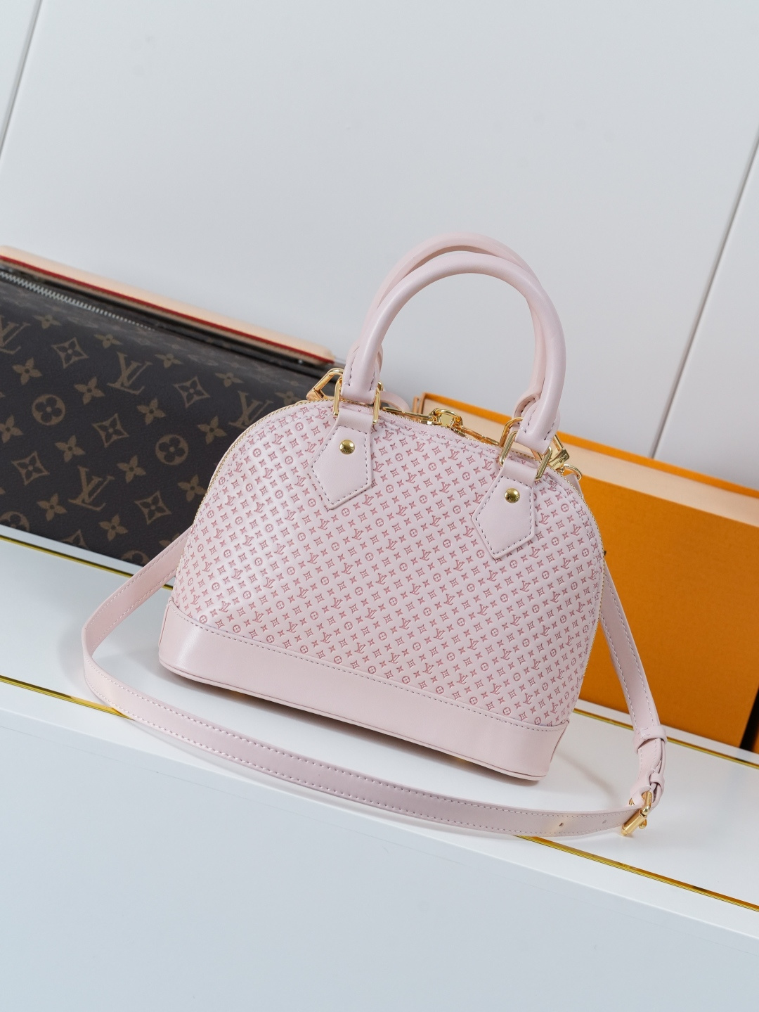Louis Vuitton Alma BB Minigram Leather Handbag - Pink - Image 3