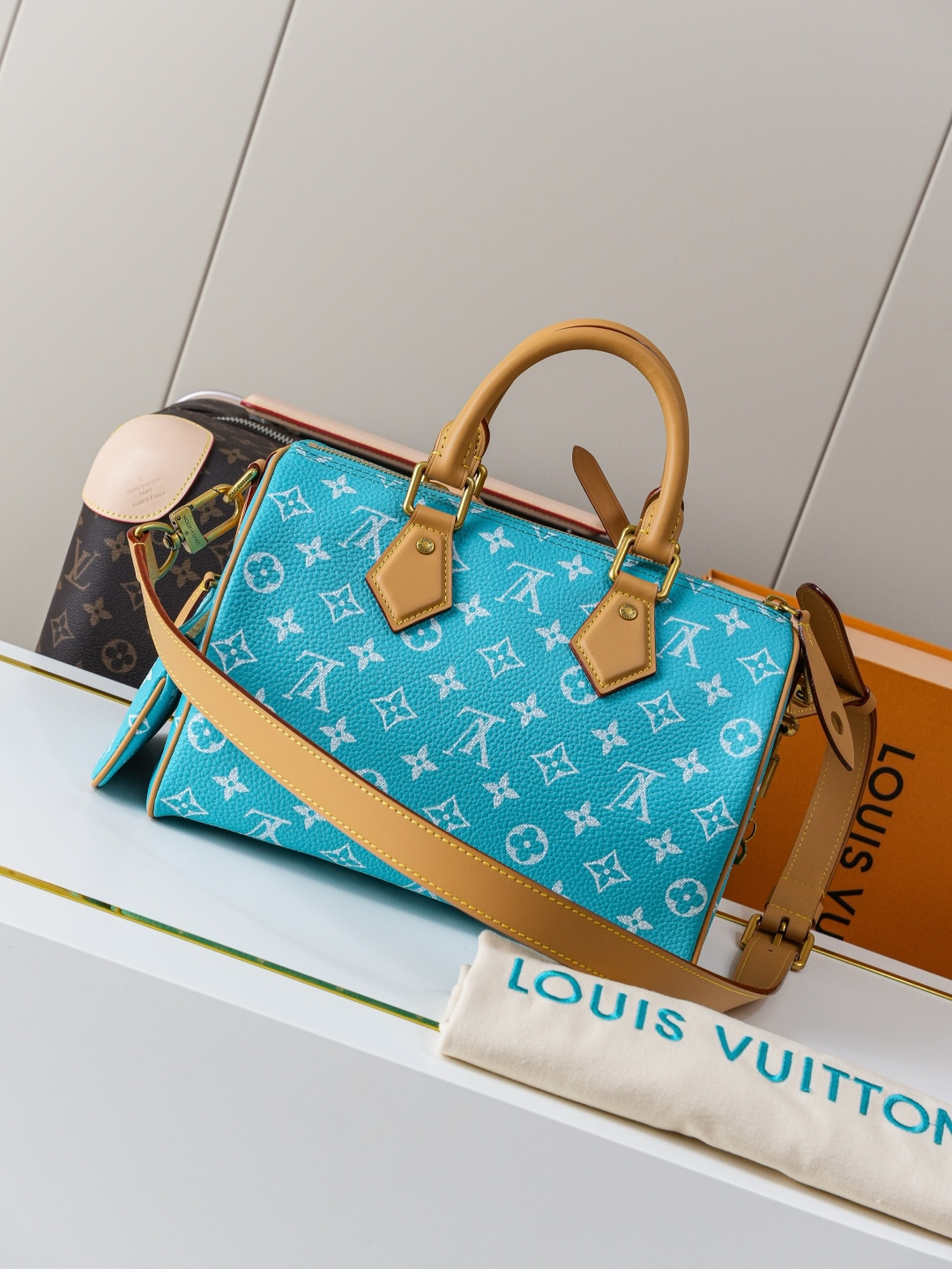 Louis Vuitton Speedy Bandouliere 25 Monogram Leather Handbag, Light Blue - Image 3