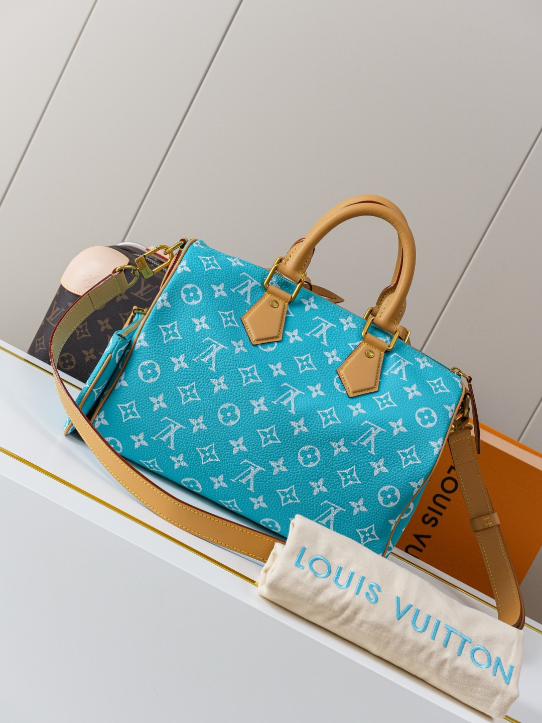 Louis Vuitton Speedy Bandoulière 30 Handbag in Light Blue Monogram Canvas - Image 3