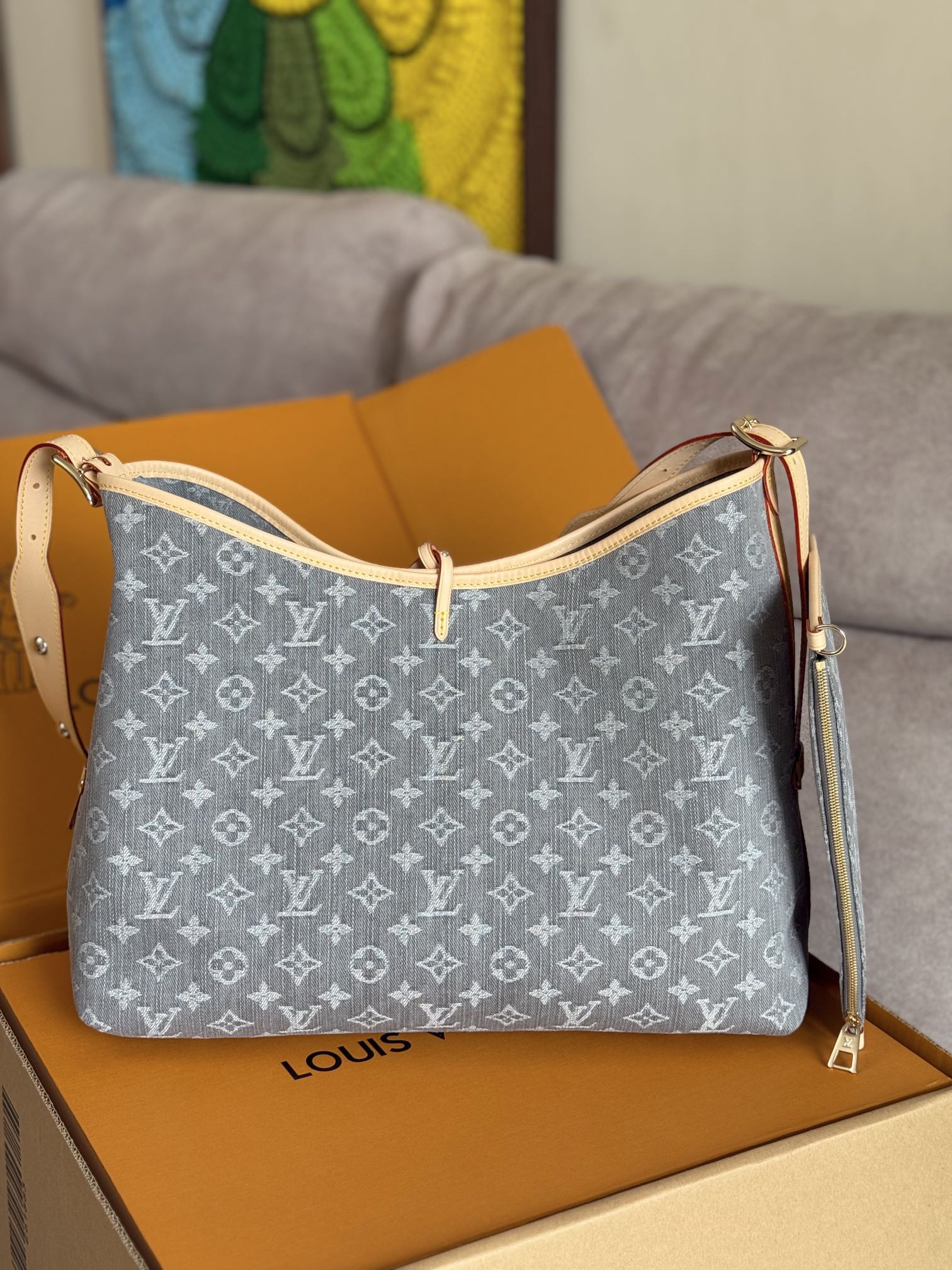 Louis Vuitton CarryAll Medium Denim Shoulder Bag - Image 3