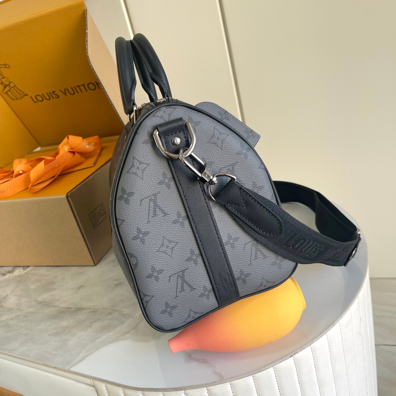 Louis Vuitton Keepall Bandouliere 35 Monogram Eclipse Travel Bag - Image 3