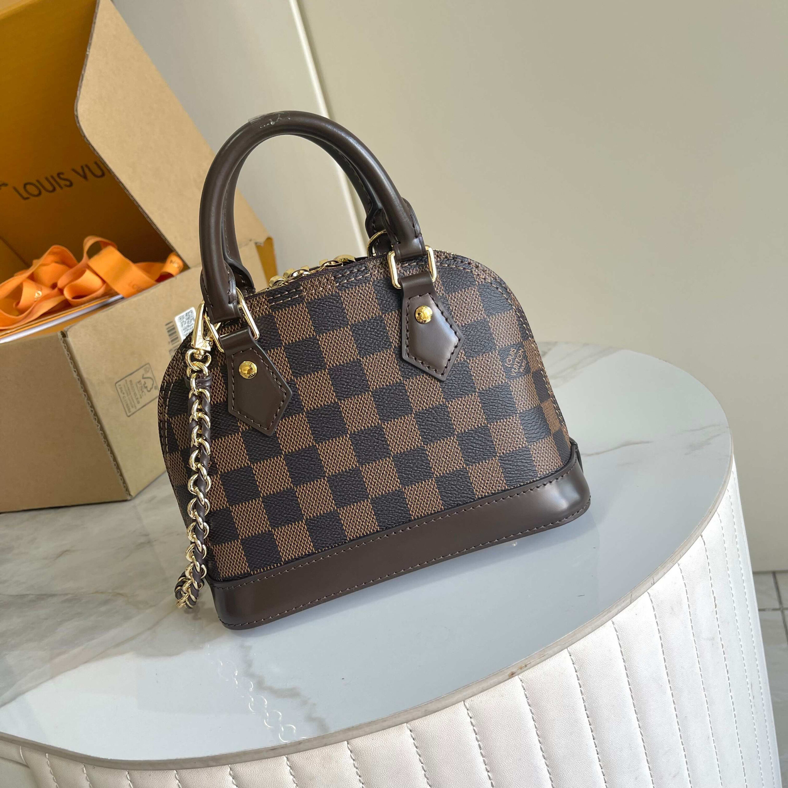 Alma Mini Customizable Handbag Set – M14339 Coffee Check - Image 3