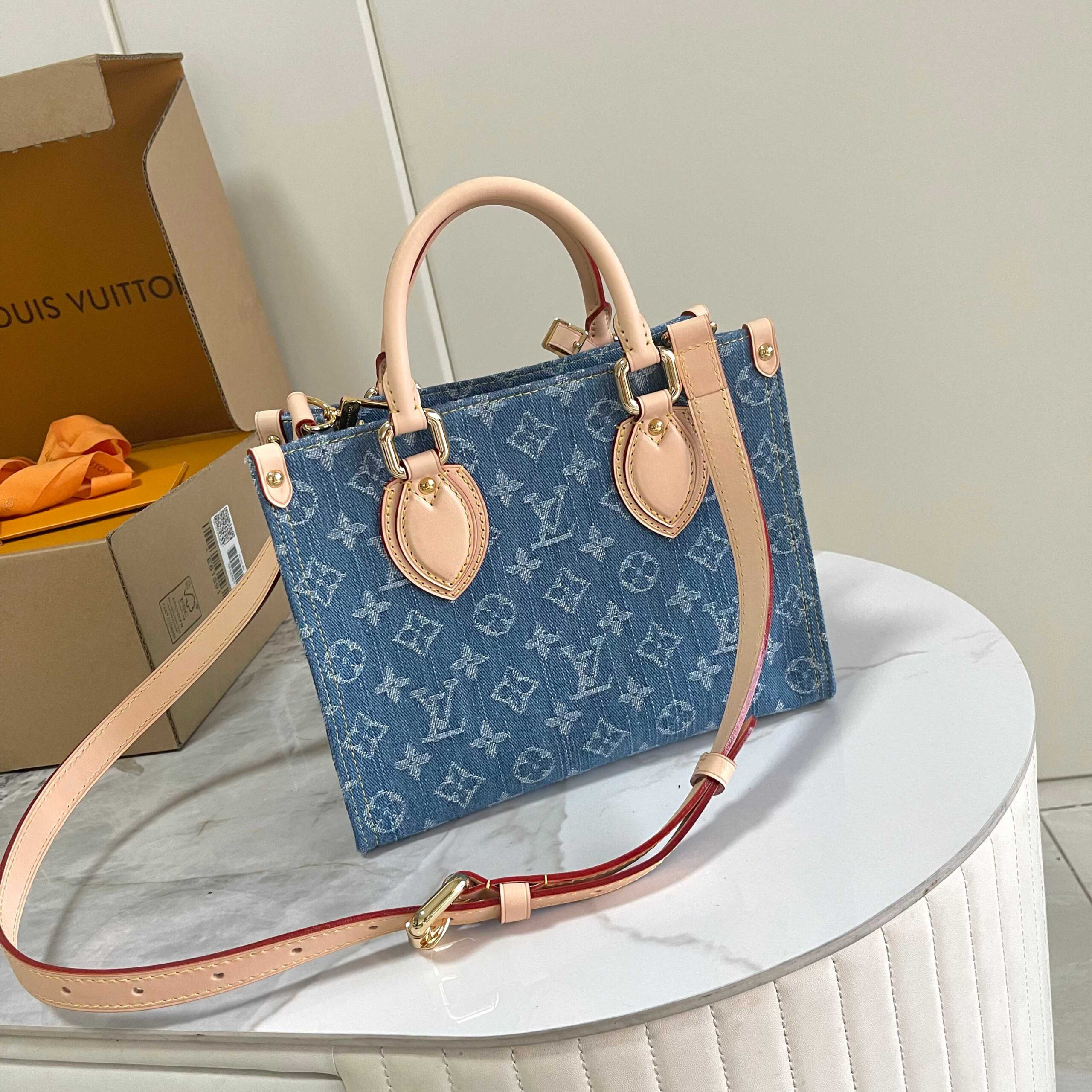 Louis Vuitton OnTheGo Small Monogram Denim Tote Bag - Image 3