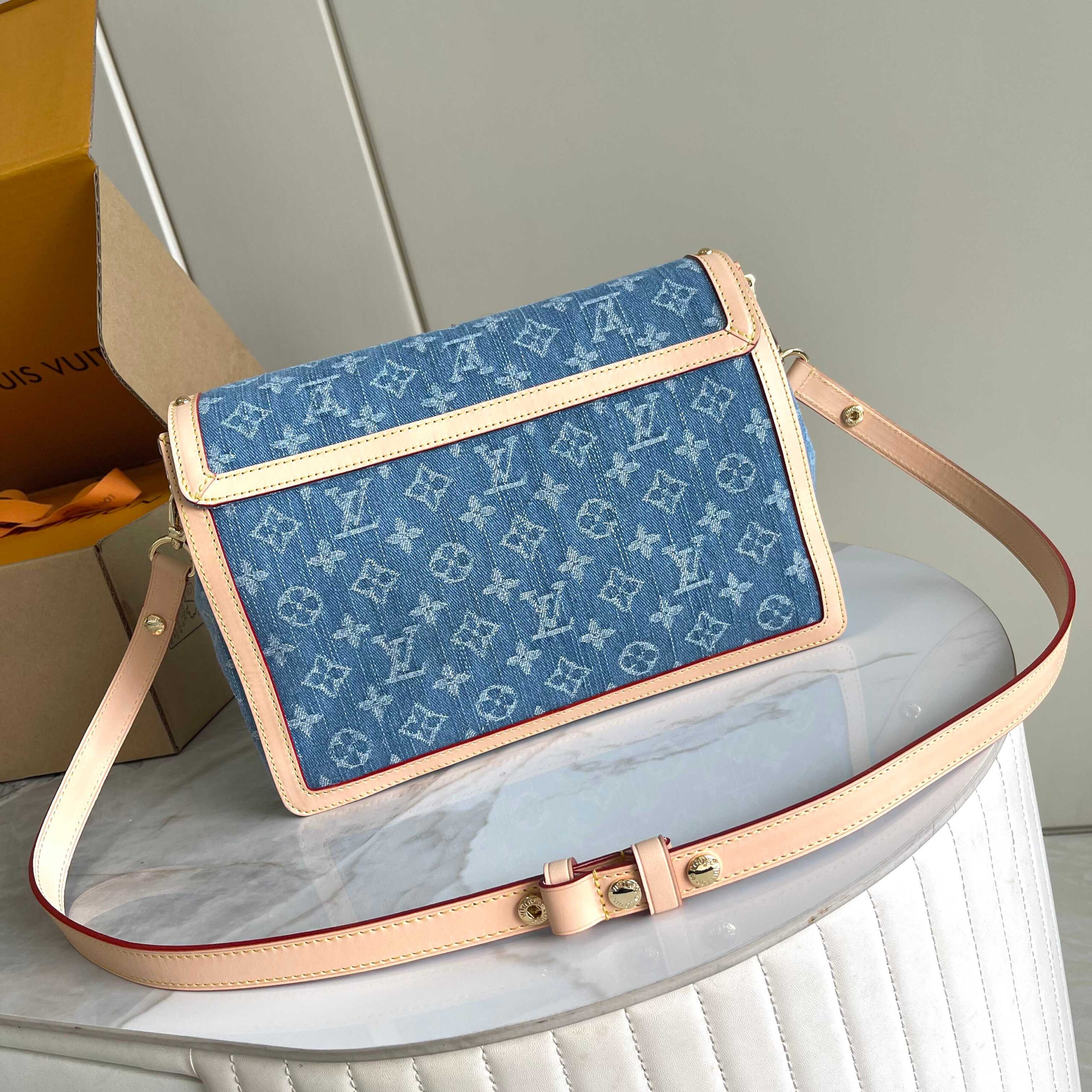 Louis Vuitton Dauphine Soft Large Denim Shoulder Bag - Image 3