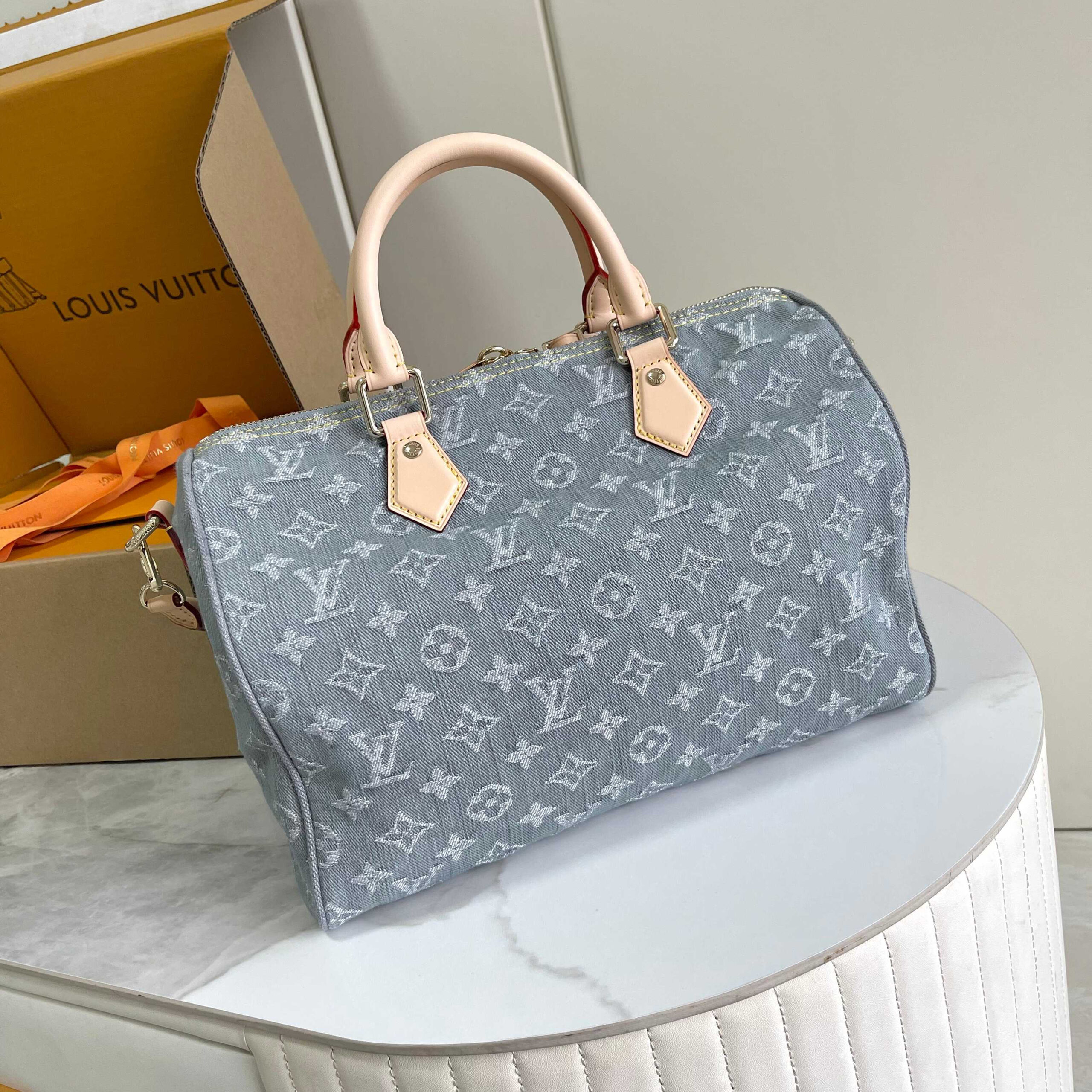 Louis Vuitton Speedy Soft 30 Denim Handbag - Image 3