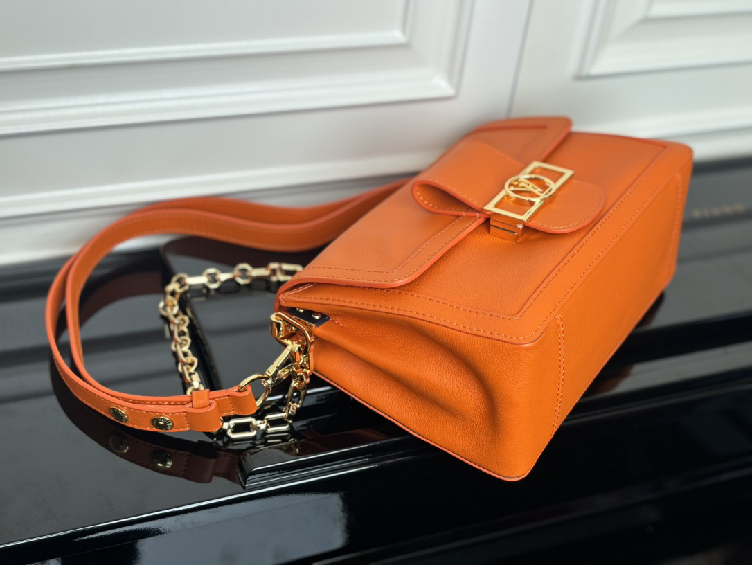 Louis Vuitton Dauphine Soft MM Orange Crossbody Bag - Image 3