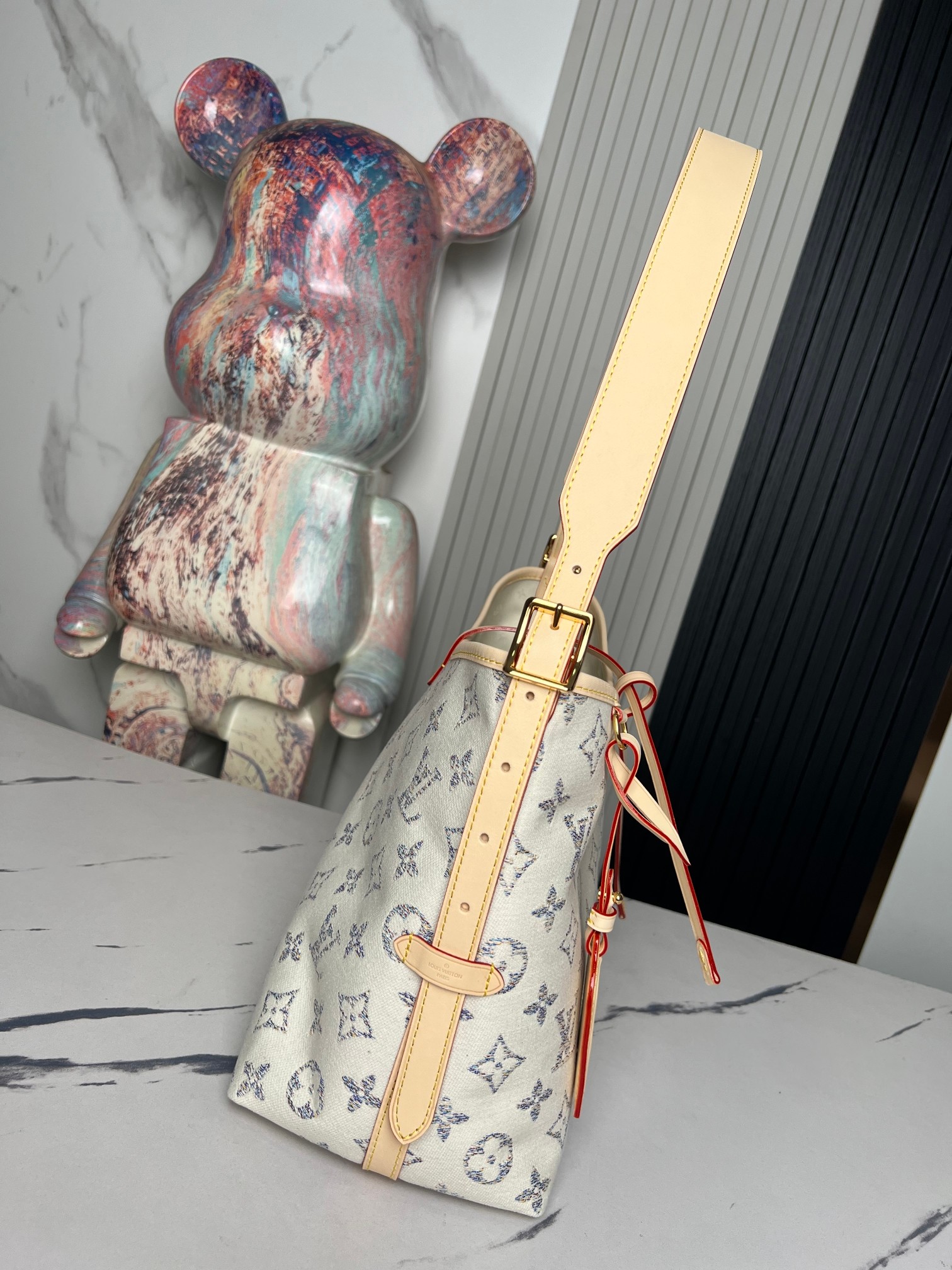Louis Vuitton CarryAll Small Handbag in White Denim – Nautical Collection - Image 3