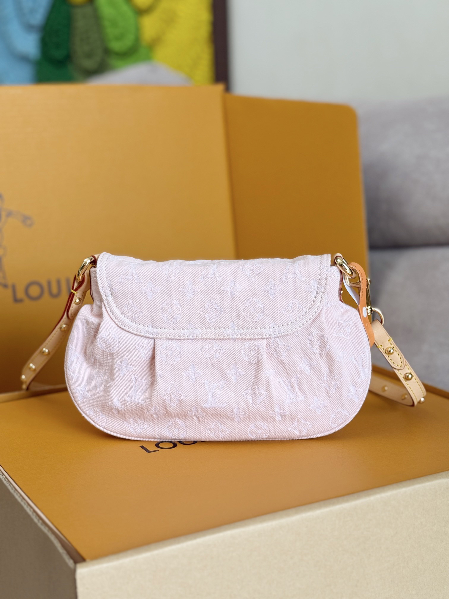Louis Vuitton Sunset Crossbody Bag in Pink Monogram Denim - Image 3
