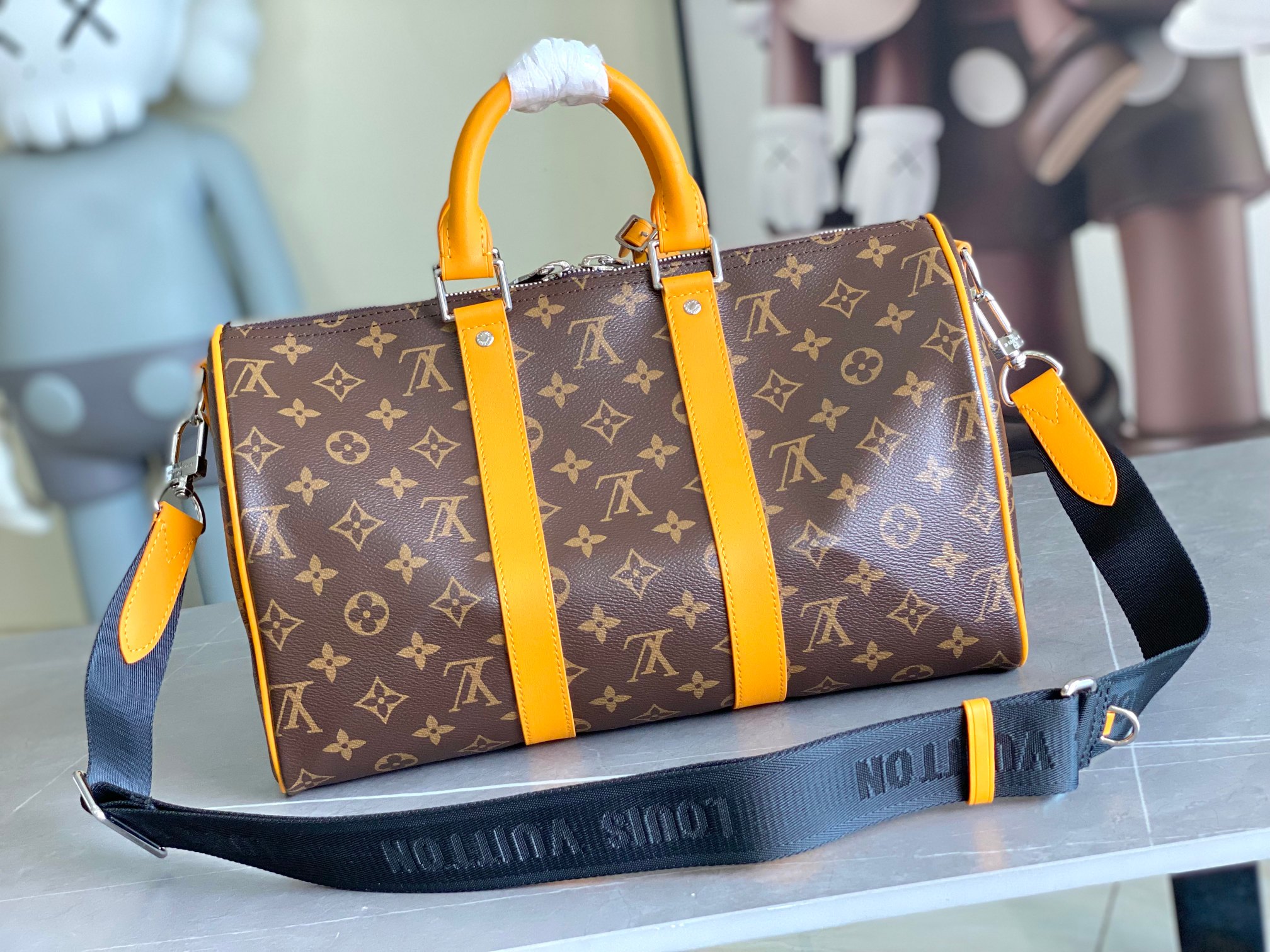 Louis Vuitton Keepall Bandouliere 35 Travel Bag in Monogram Eclipse Canvas - Image 3