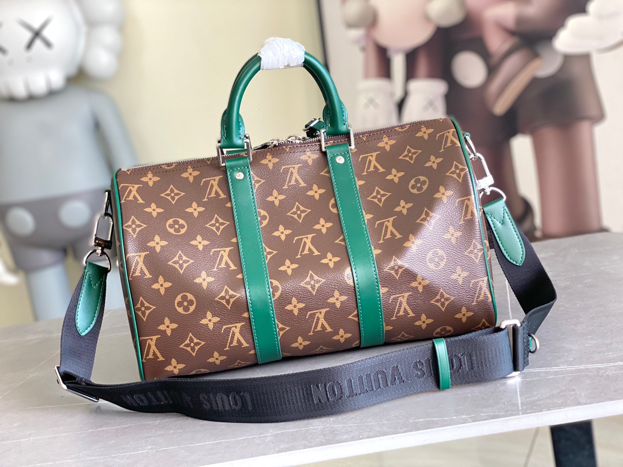 Louis Vuitton Keepall Bandouliere 35 Travel Bag in Monogram Eclipse Canvas - Image 3