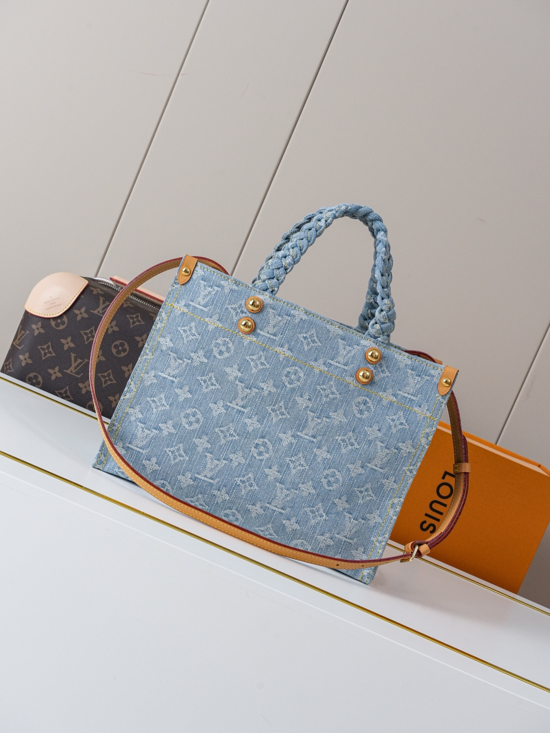 Louis Vuitton Let Go Small Tote Bag in Monogram Denim - Image 3