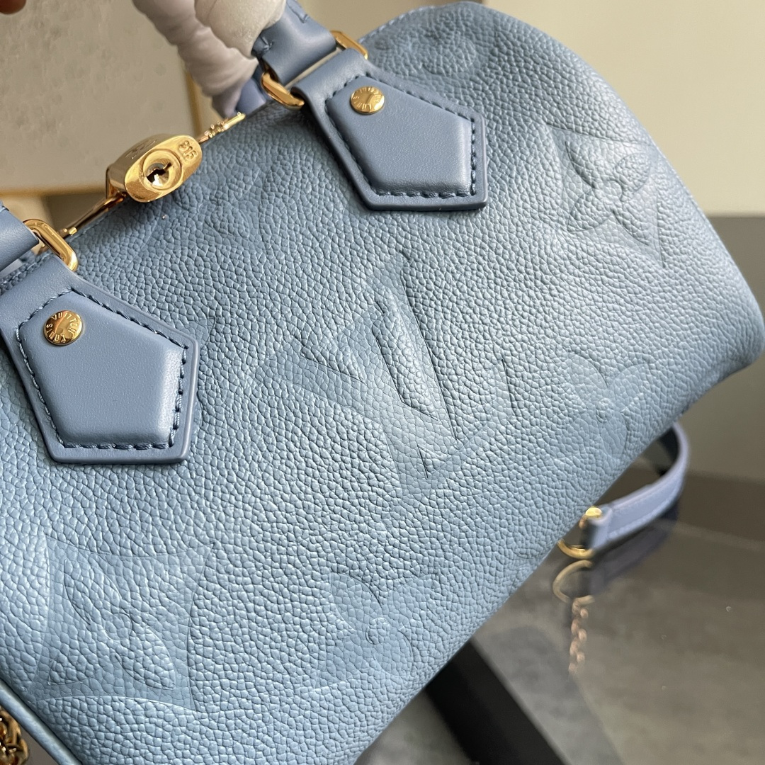Louis Vuitton Speedy Bandoulière 20 Handbag in Blue Monogram Empreinte Leather - Image 3