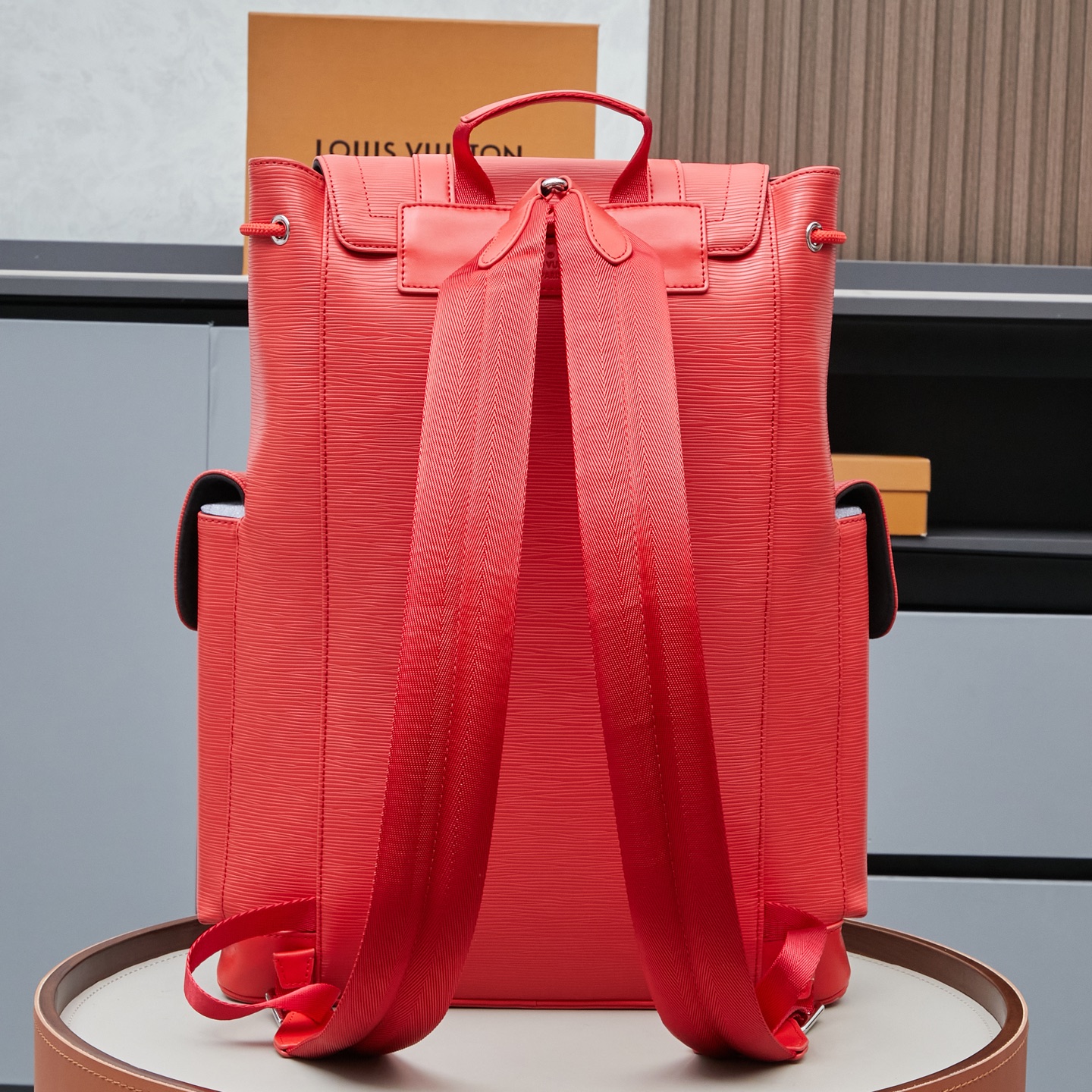 Louis Vuitton Christopher MM Backpack in Black and Red Epi Leather - Image 3