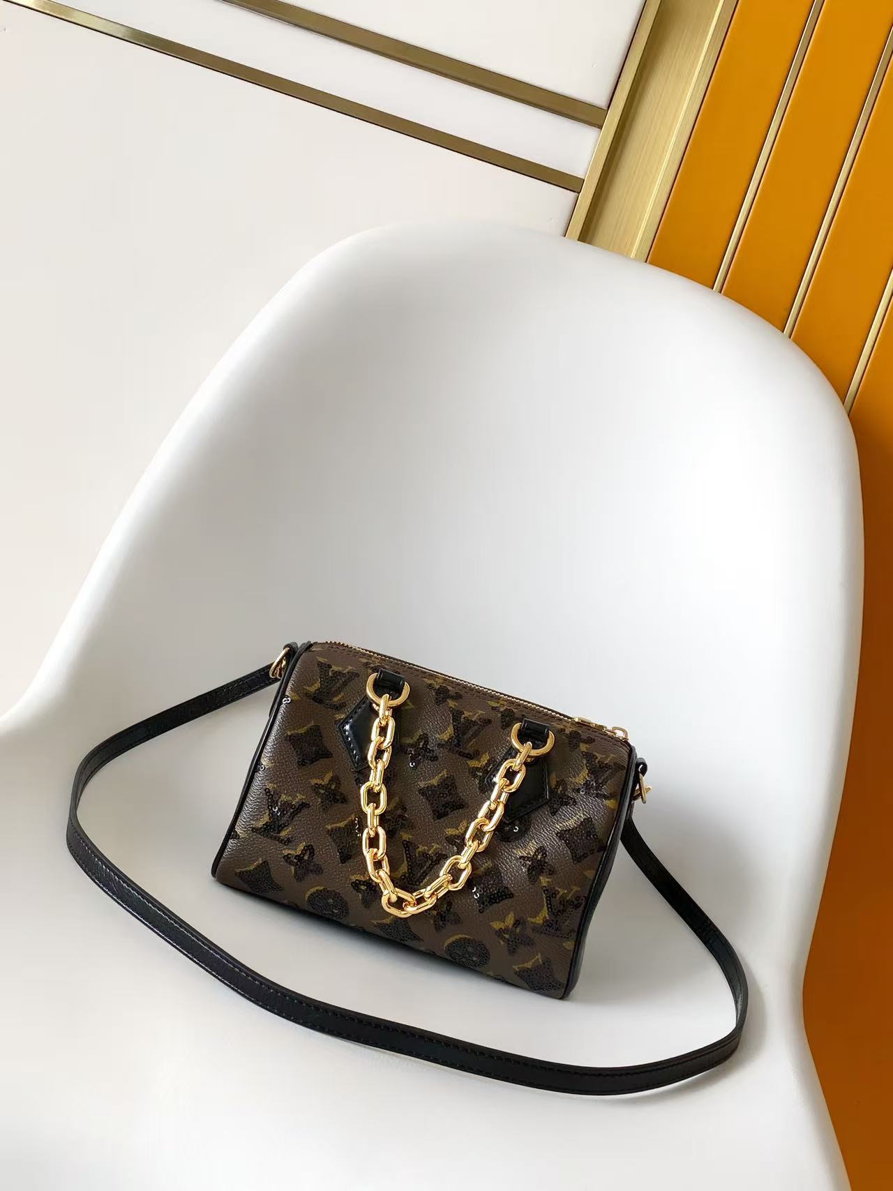 Louis Vuitton Speedy Bandoulière 20 Monogram Sequins Crossbody Bag - Image 3