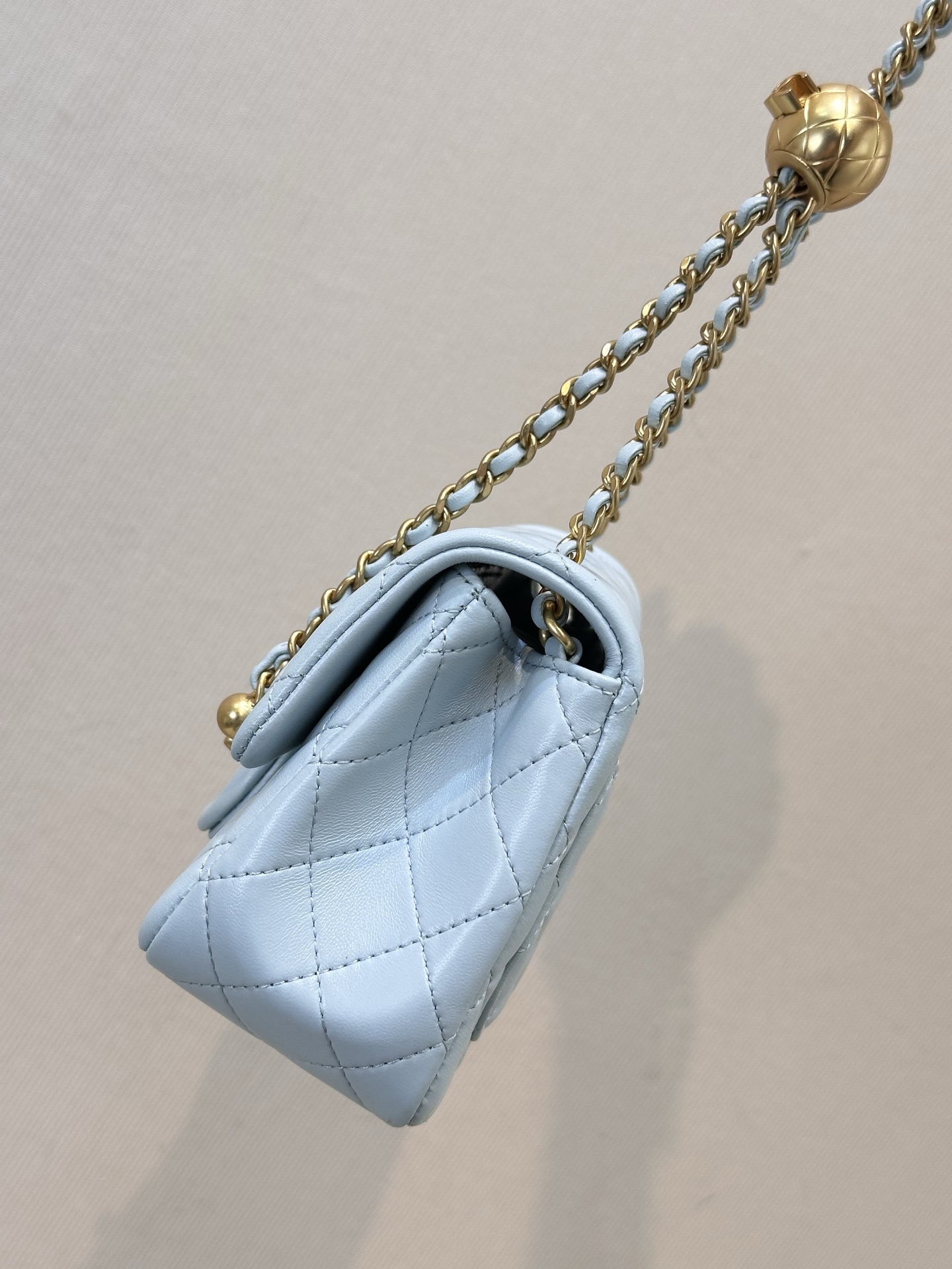 Chanel Quilted Lambskin Chain Shoulder Bag with Gold Ball Detail - Image 3