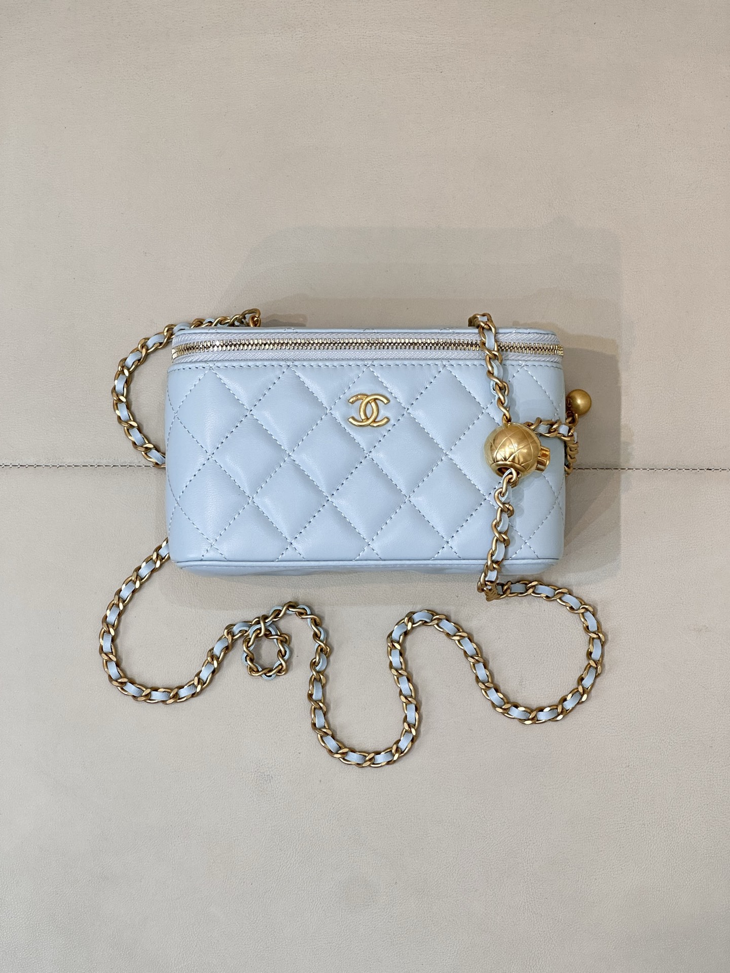 Chanel Mini Gold Ball Square Lambskin Shoulder Bag - Image 3