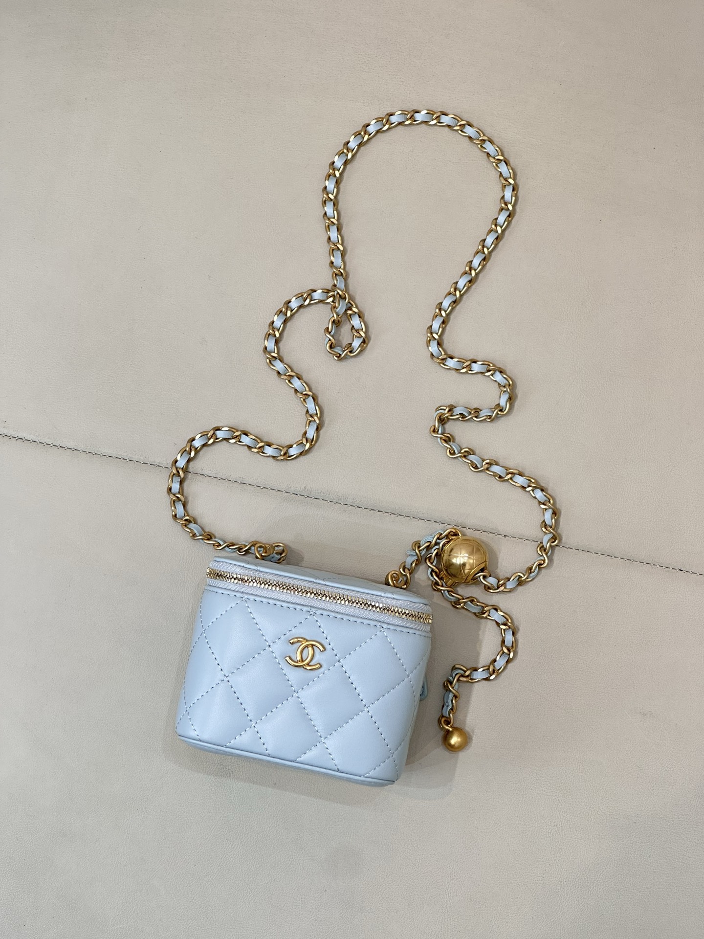 Chanel Mini Ball Chain Lambskin Crossbody Bag - Image 3
