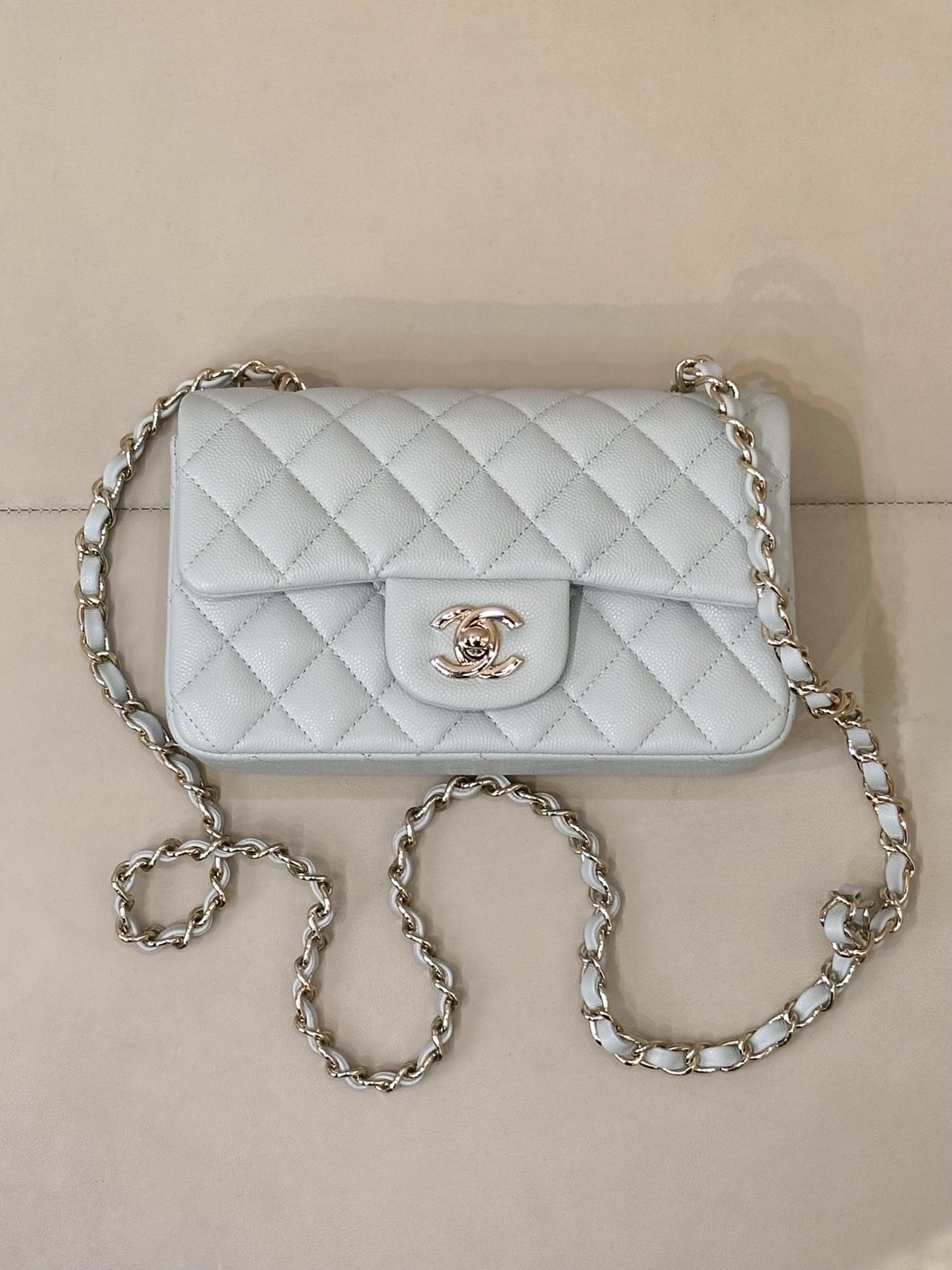 Chanel Classic Flap Bag 116 in Light Blue with Gold Hardware - Image 3