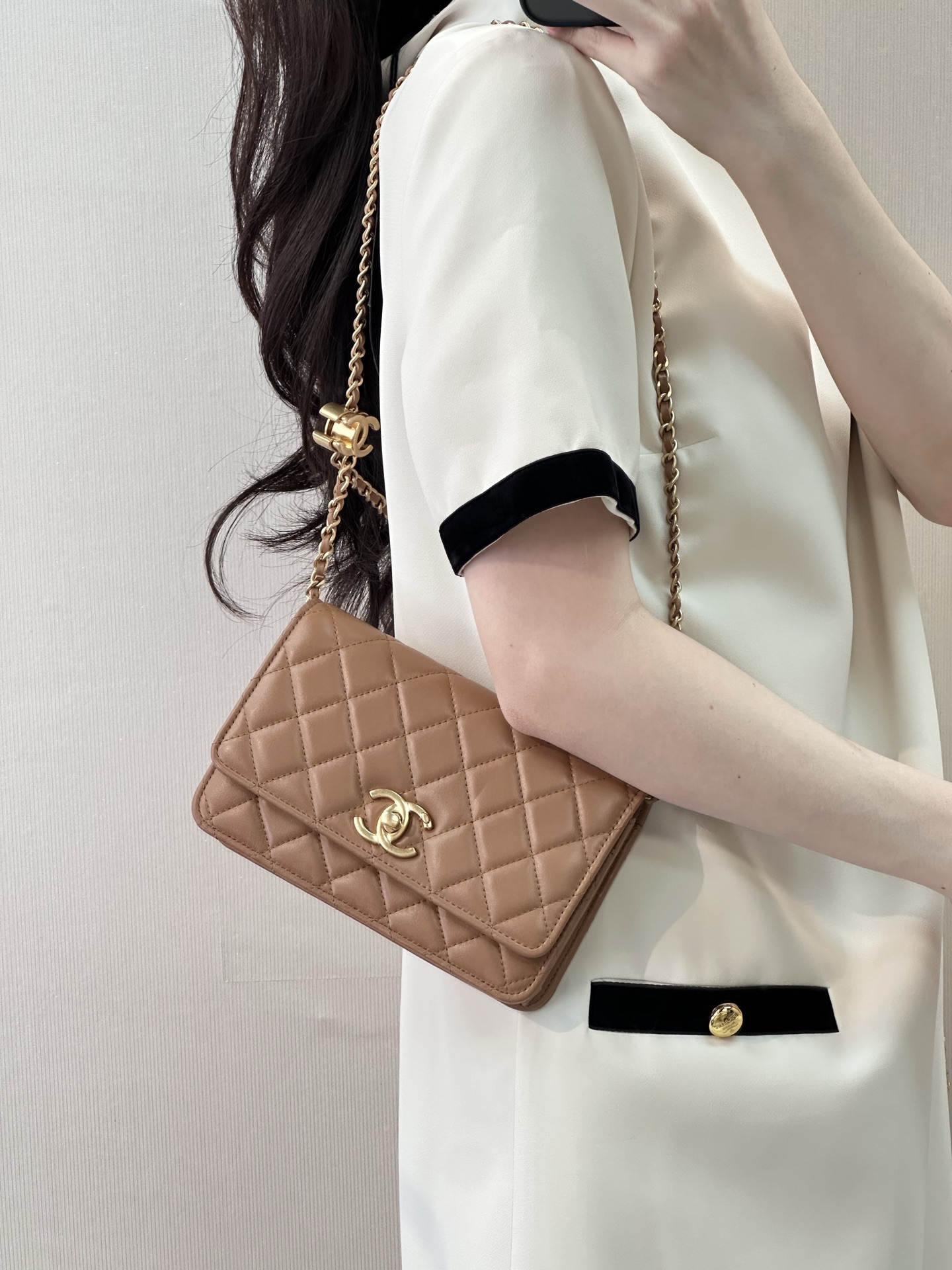 WOC Lambskin Flap Crossbody Bag - Image 3