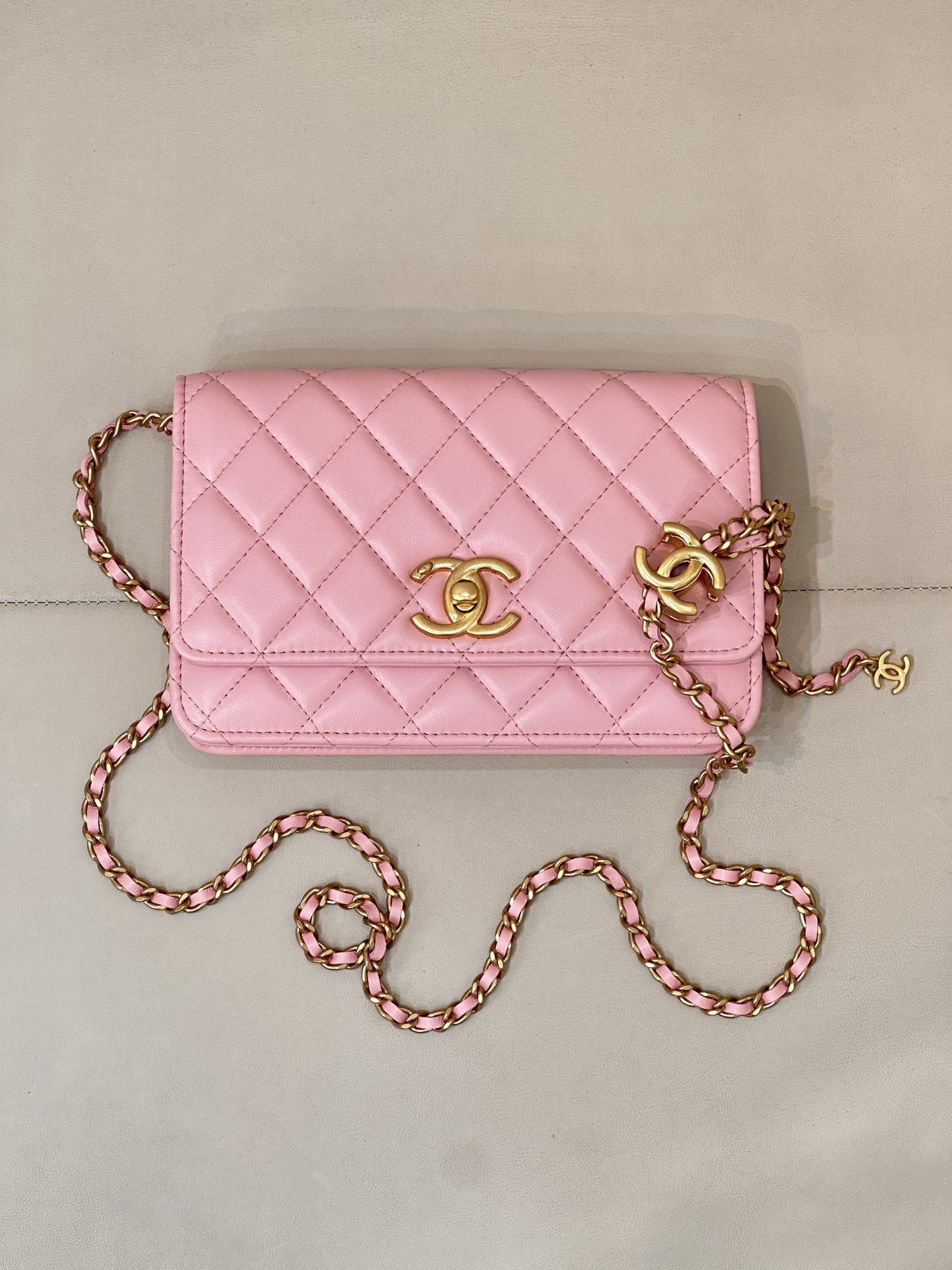 Sheepskin Crossbody Bag with Quilted Design and Adjustable Chain Strap - Image 3