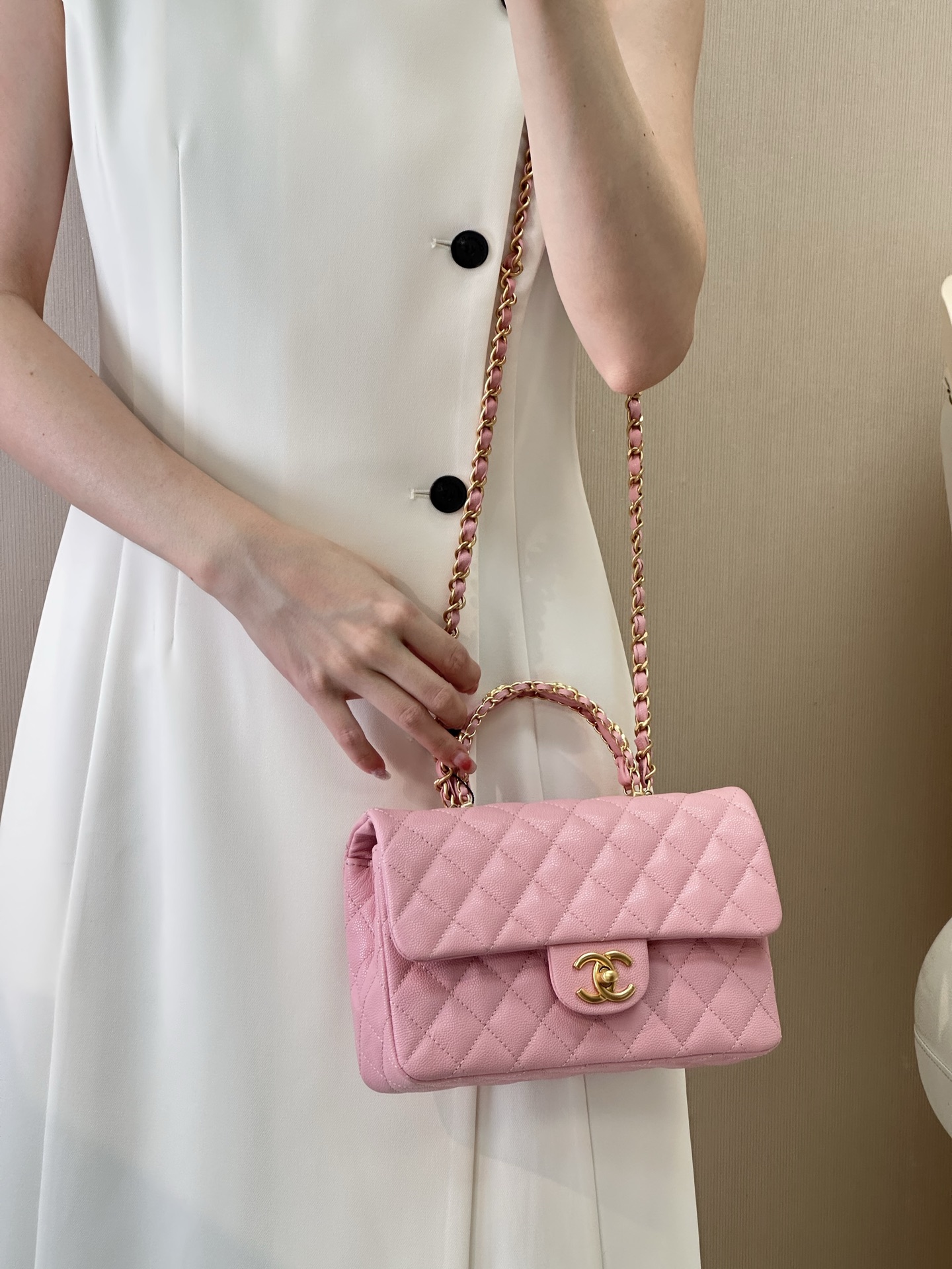 Chanel 24B Mini Classic Flap Lambskin Crossbody Bag - Image 3