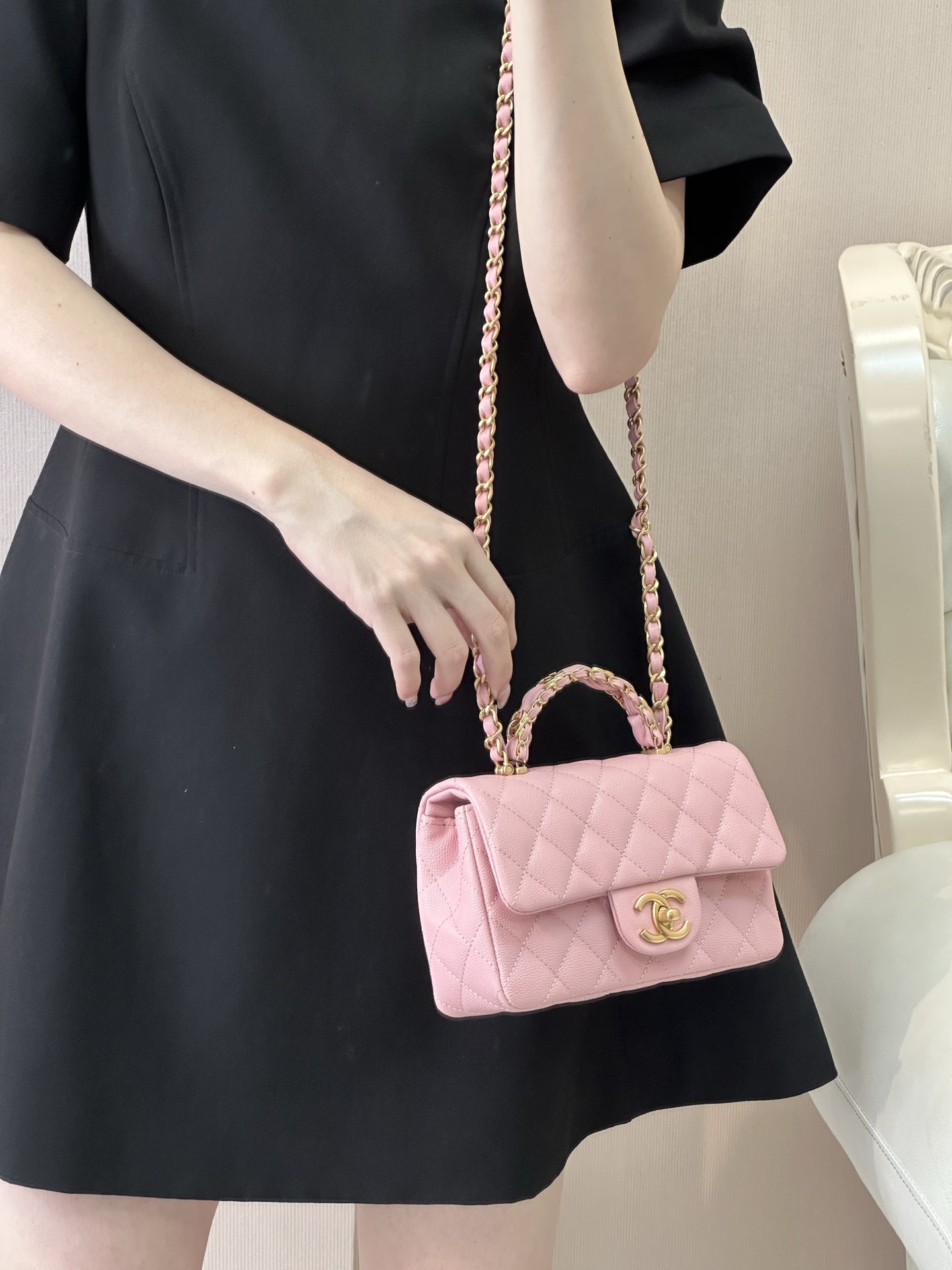 Chanel 24B Mini Classic Flap Lambskin Crossbody Bag - Image 3