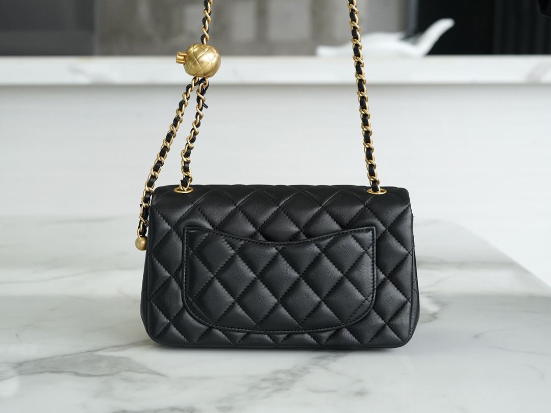 Mini Lambskin Shoulder Bag with Adjustable Metal Ball - Image 3