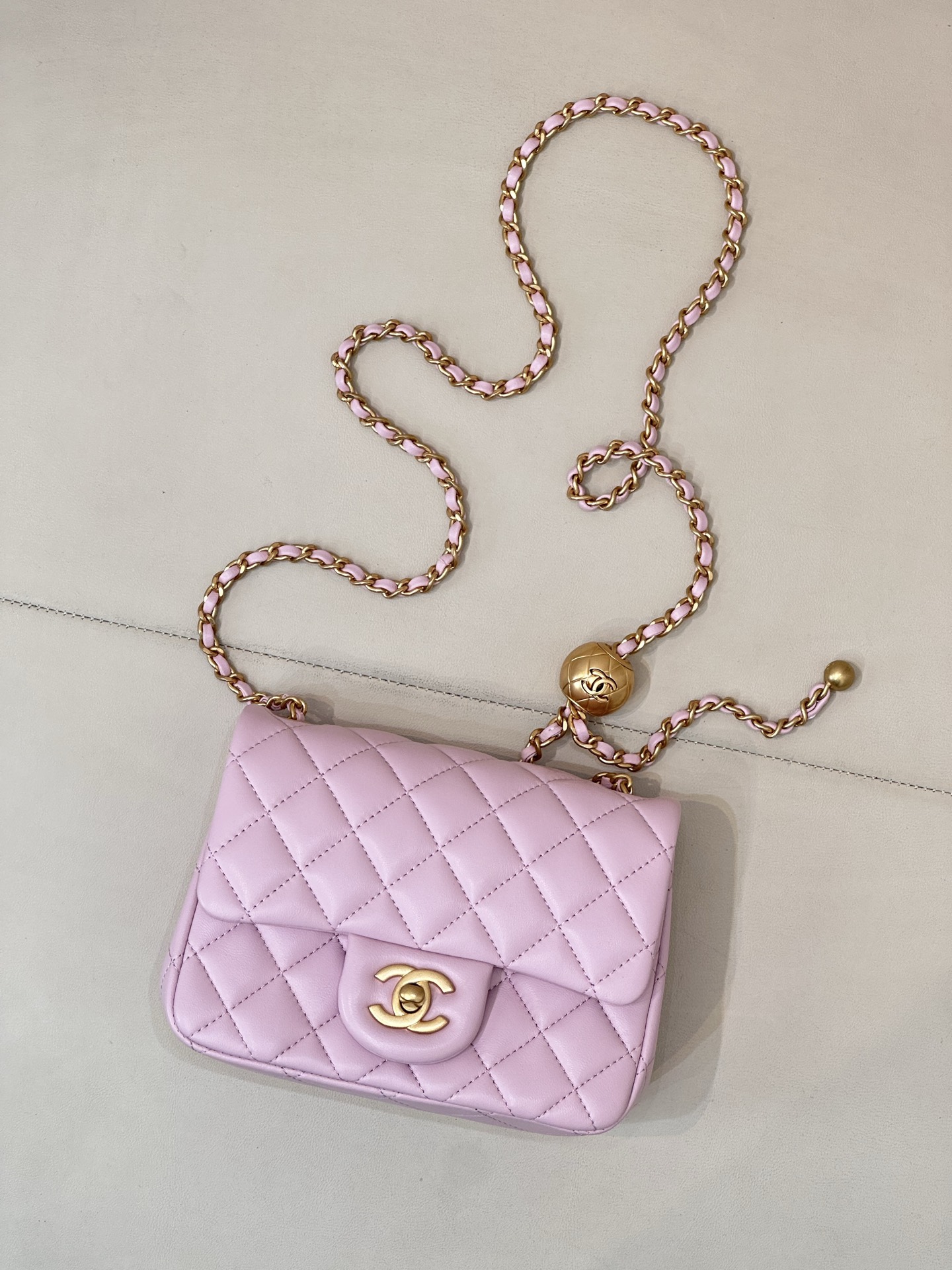 Chanel Pink Lambskin Quilted Square Crossbody Bag with Adjustable Chain - Image 3