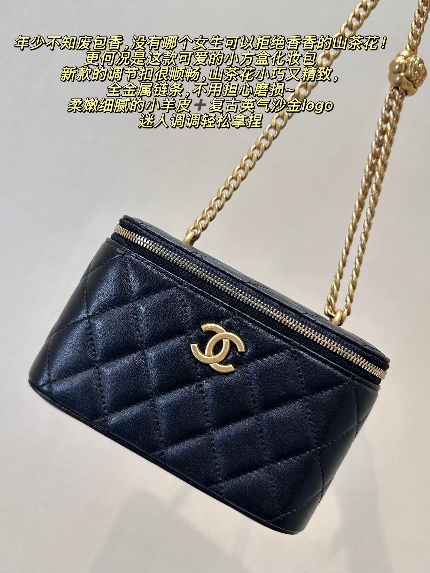Mini Black Leather Chain Crossbody Bag - Image 3