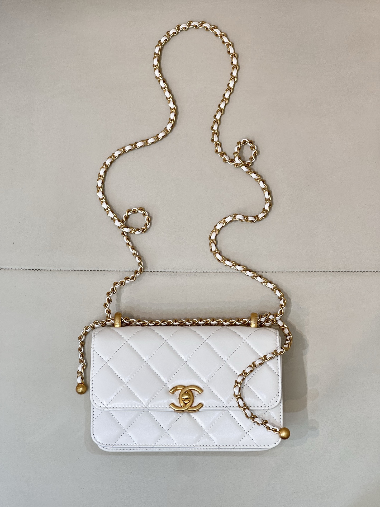 Chanel 24C Wallet on Chain Flap Bag with Adjustable Pearl Chain - Image 3