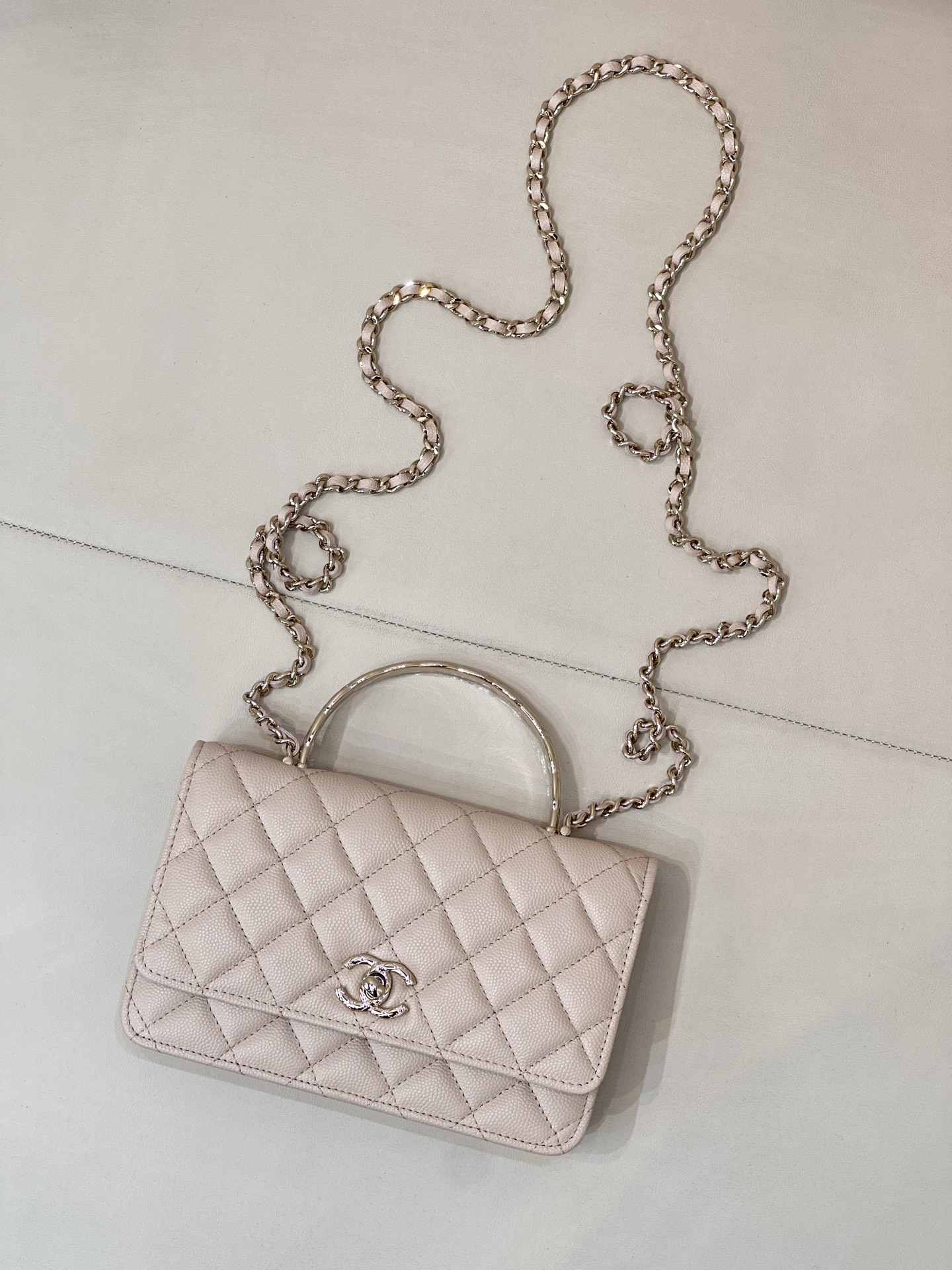Quilted Leather WOC Crossbody Bag with Metal Handle - Image 3