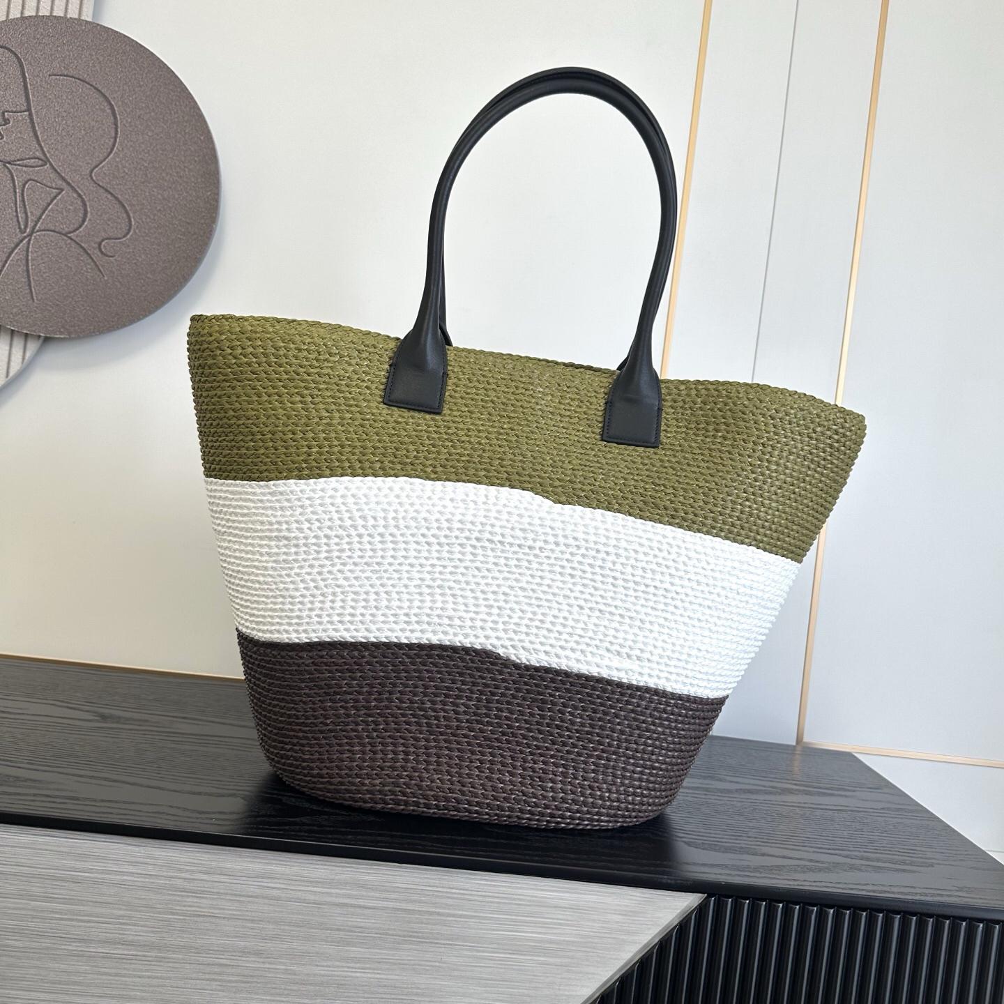 Chanel Coco Beach Color-Block Straw Tote Bag - Image 3