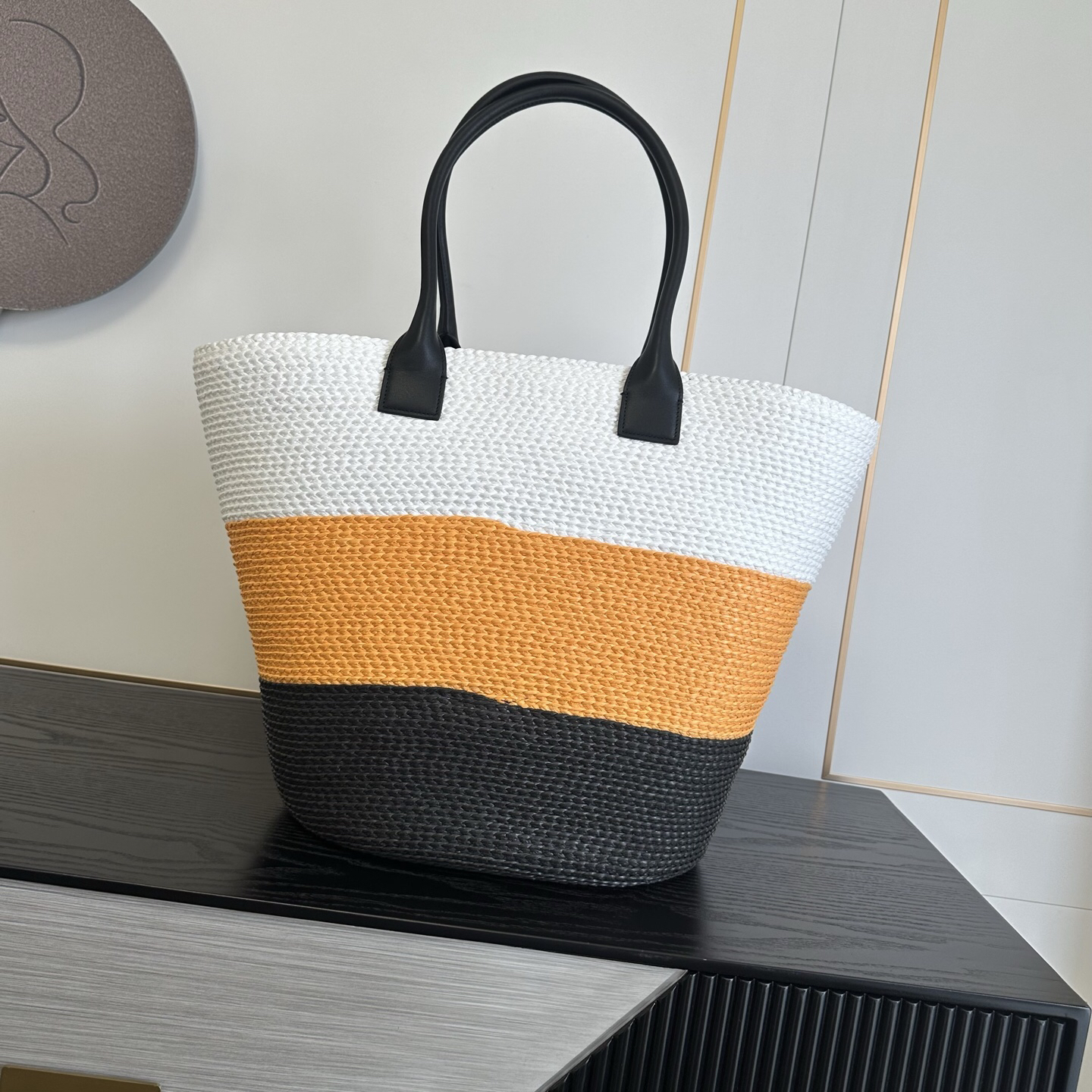 Coco Beach Color-Block Straw Tote Bag - Image 3