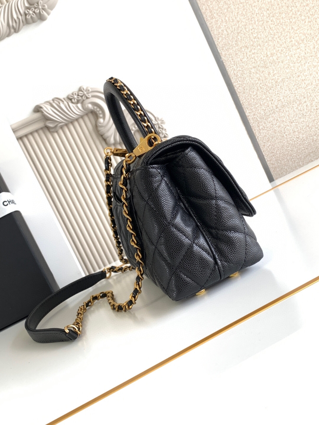 Chanel Mini Coco Handle Flap Handbag AS2215 - Image 3