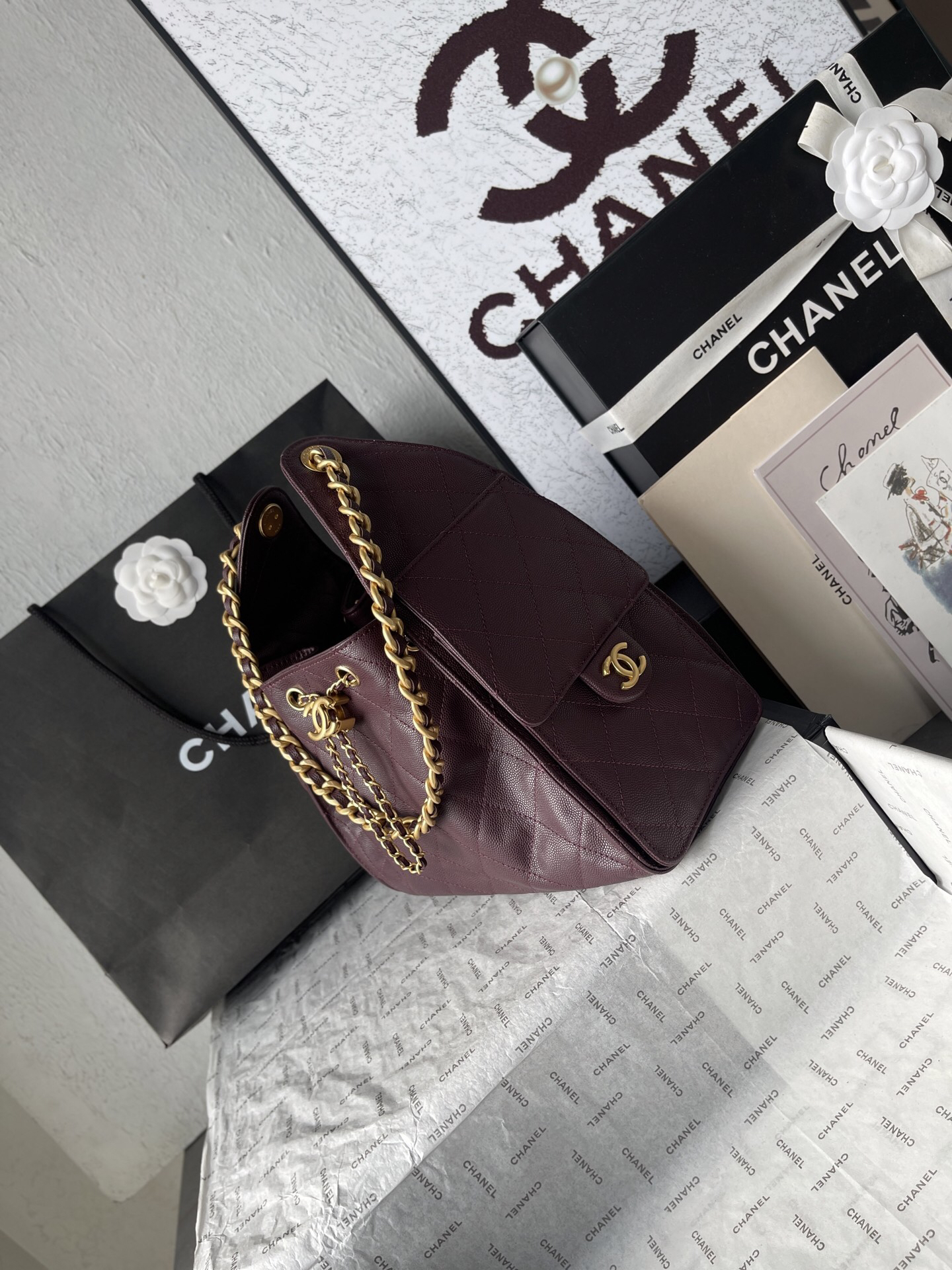 Chanel Quilted Leather Hobo Crossbody Bag AS5293 - Image 3