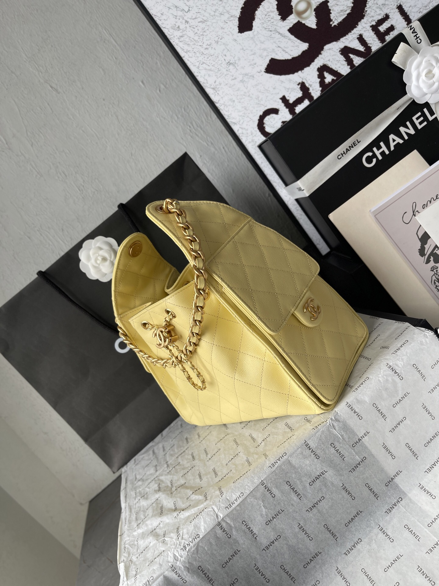 Chanel Quilted Leather Hobo Bucket Bag - Image 3