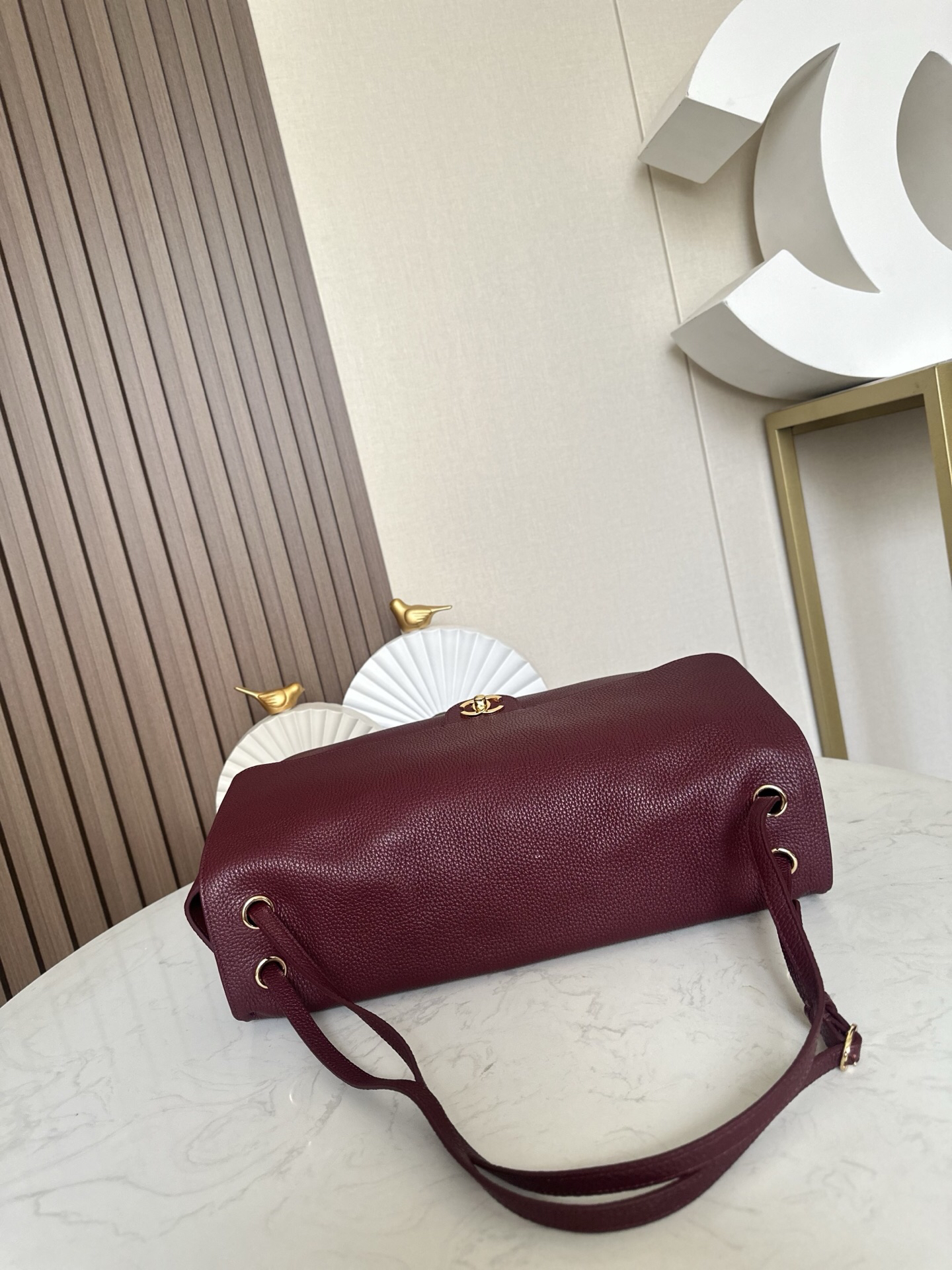Chanel Large Burgundy Flap Bag with Gold-Tone Hardware - Image 3