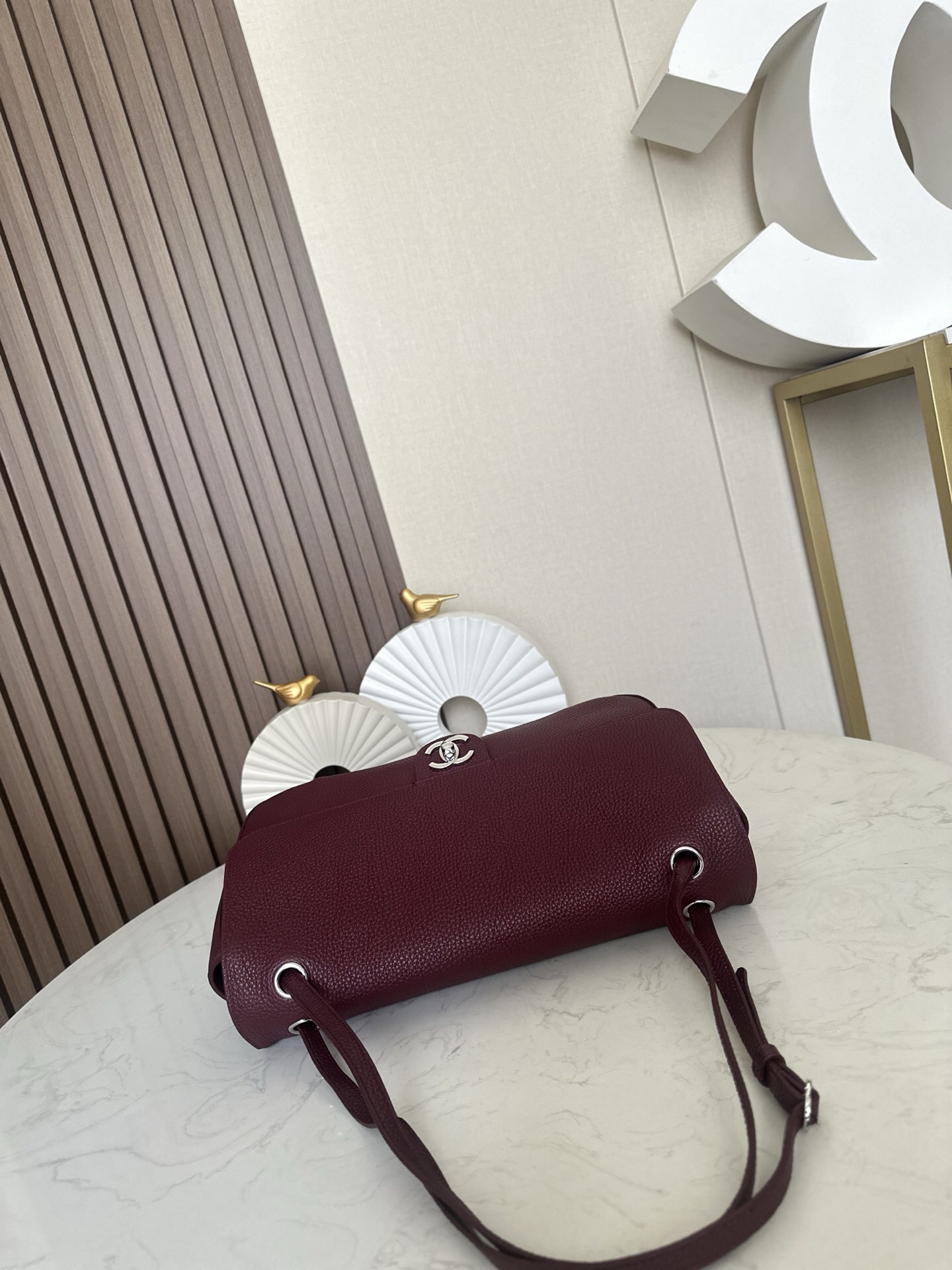 Chanel MIX Maxi Flap Bag in Burgundy with Silver-Tone Hardware - Image 3