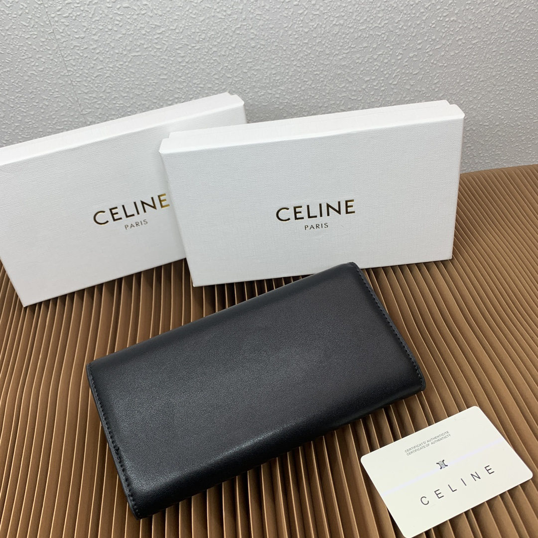 Celine Triomphe Large Glossy Calfskin Wallet - Image 3