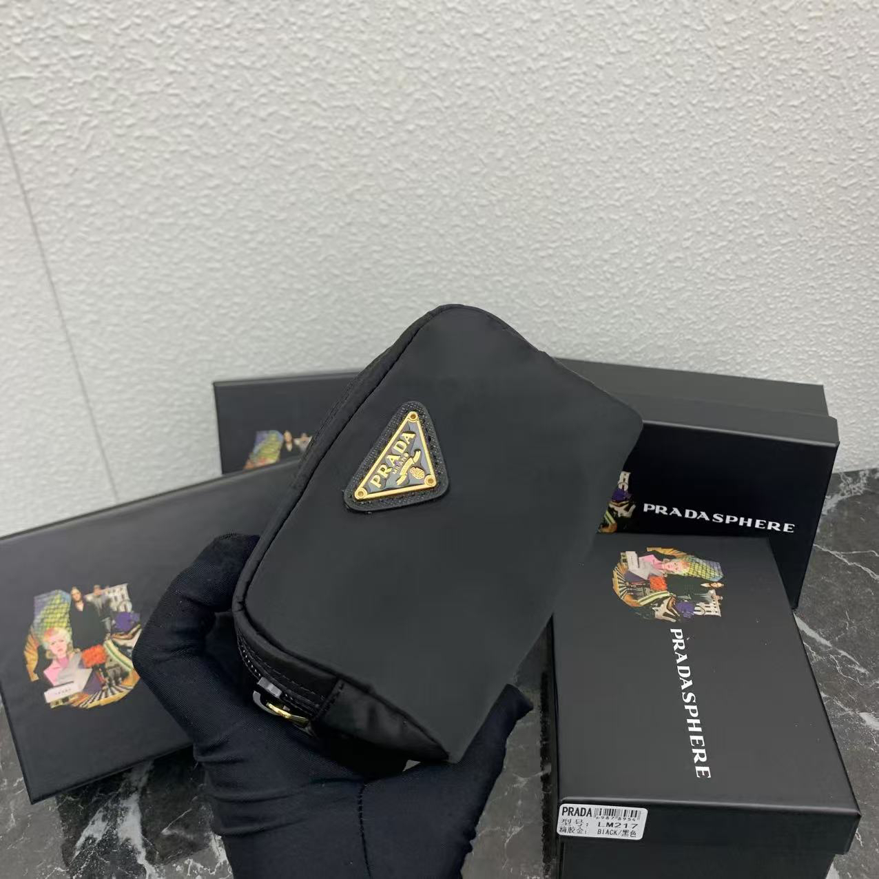 Prada Nylon Cosmetic Pouch with Triangle Logo - Image 3