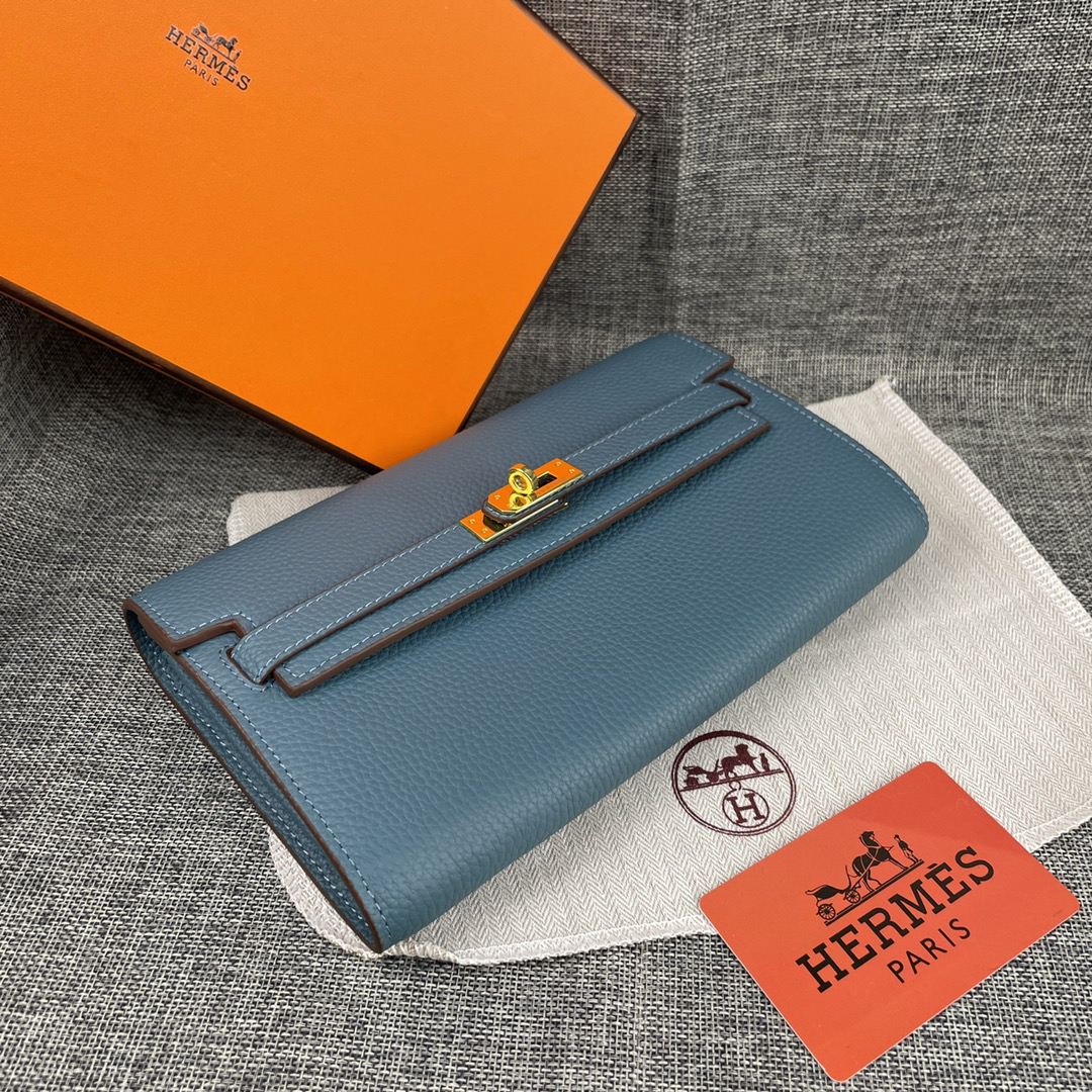 Hermes Kelly Leather Clutch Bag - Image 3