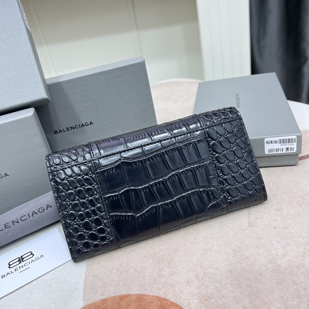 Balenciaga Large Crocodile-Embossed Leather Wallet - Image 3