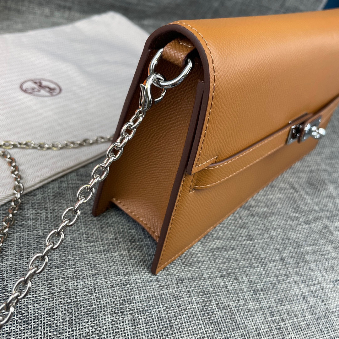 Hermes Kelly-Style Textured Leather Shoulder Crossbody Bag - Image 3