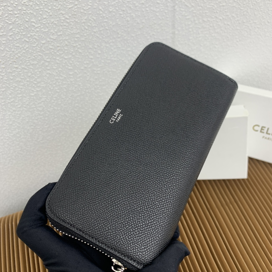 Celine Black Calfskin Large Zip Wallet - Image 3