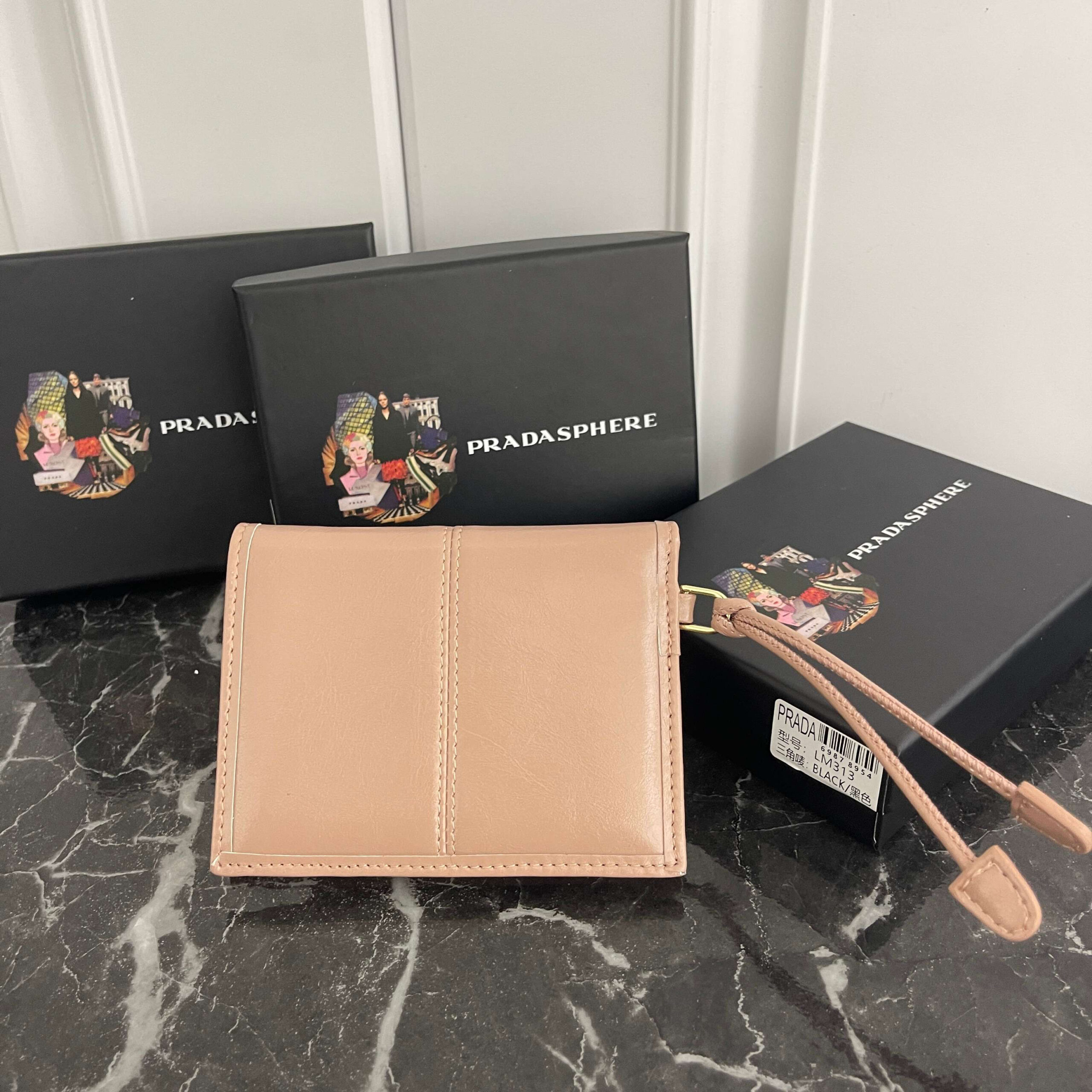 Prada Small Leather Wallet with Enameled Triangular Metal Logo - Image 3