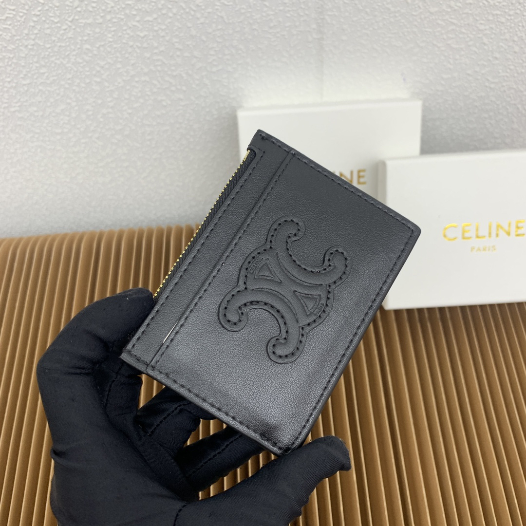 Celine Triomphe Leather Zip Card Holder - Image 3