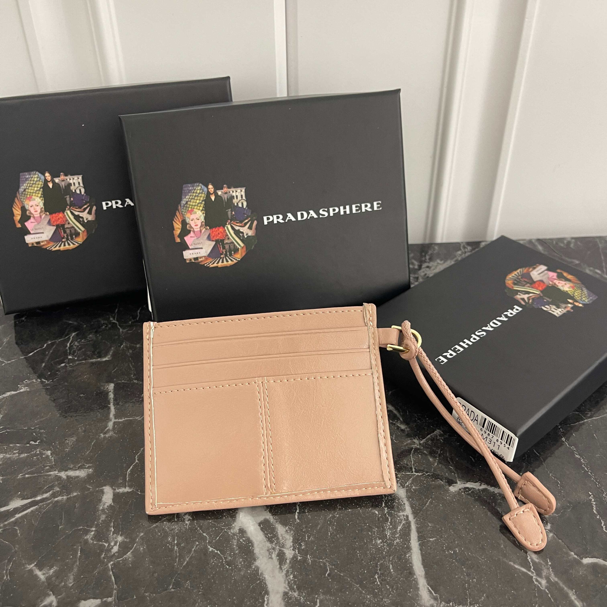 Prada Oiled Leather Card Holder with Triangular Logo - Image 3