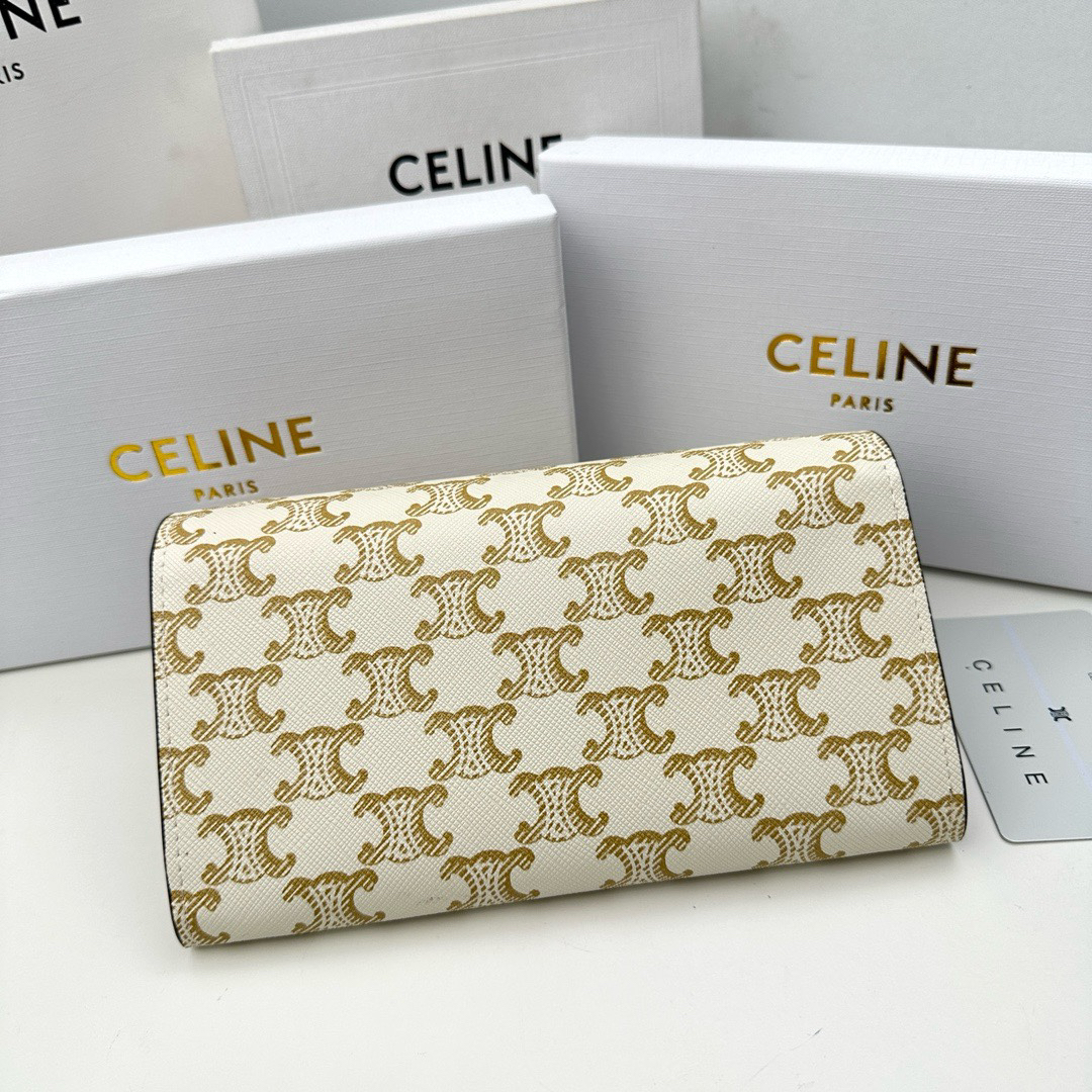 Celine White Printed Leather Wallet - Image 3