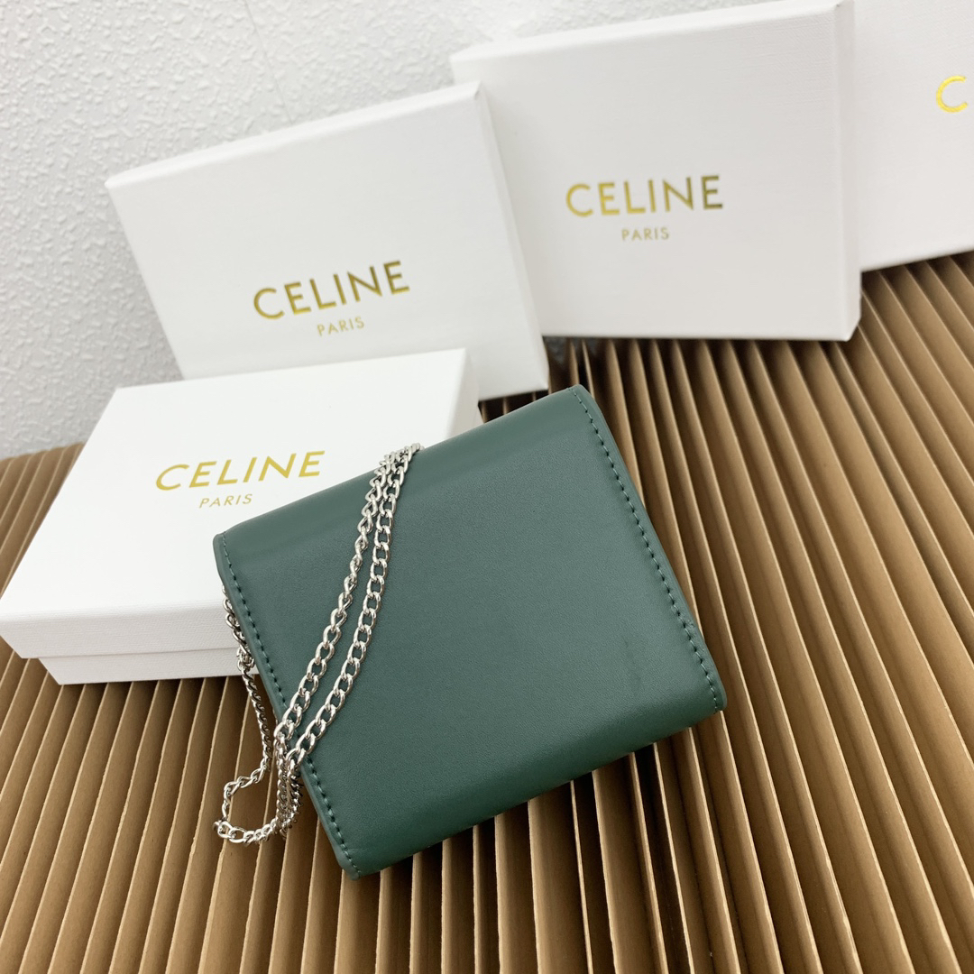 CELINE Small Glossy Lambskin Leather Flap Wallet - Image 3